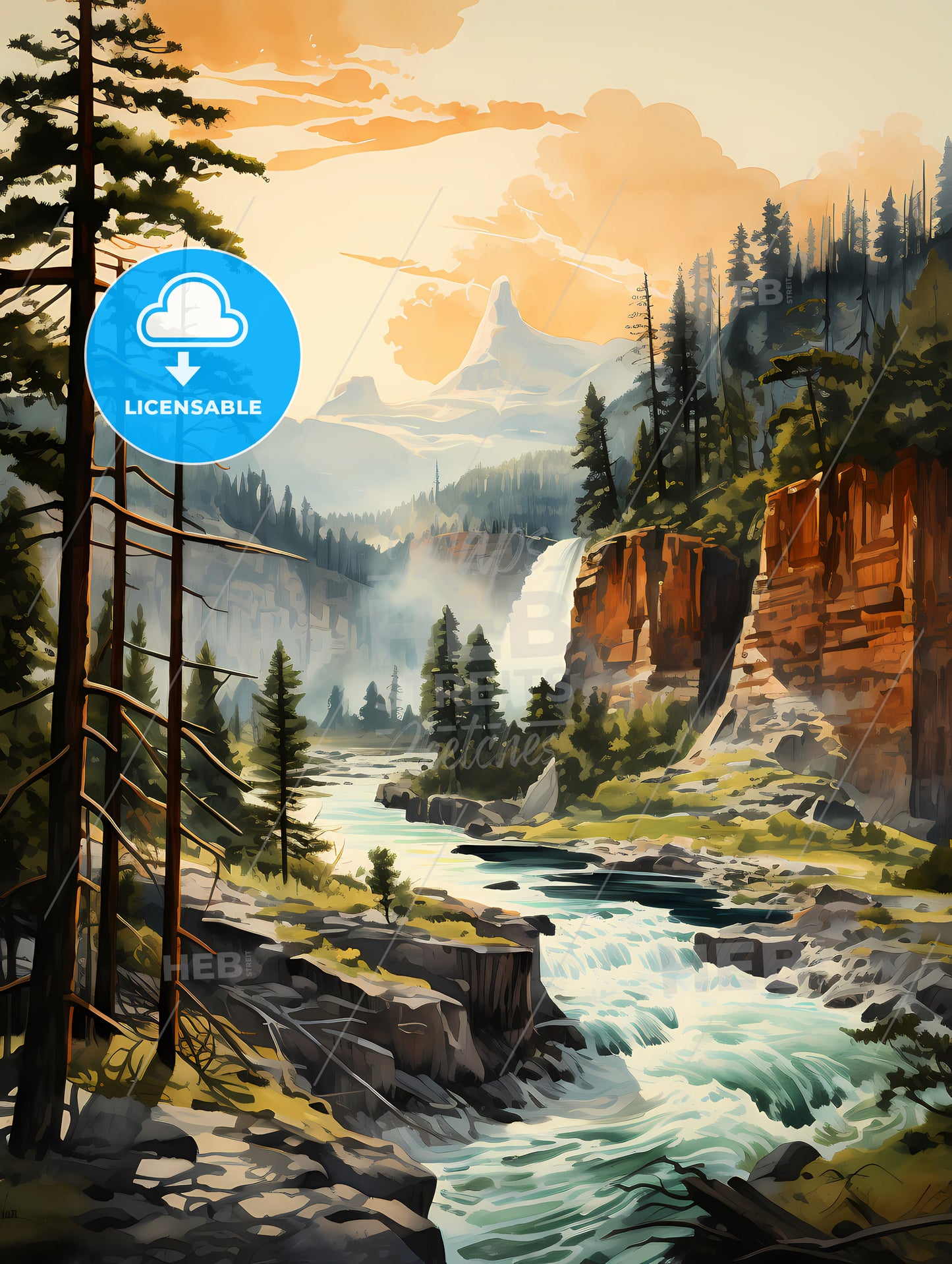 Yellowstone National Park, A River Flowing Through A Forest