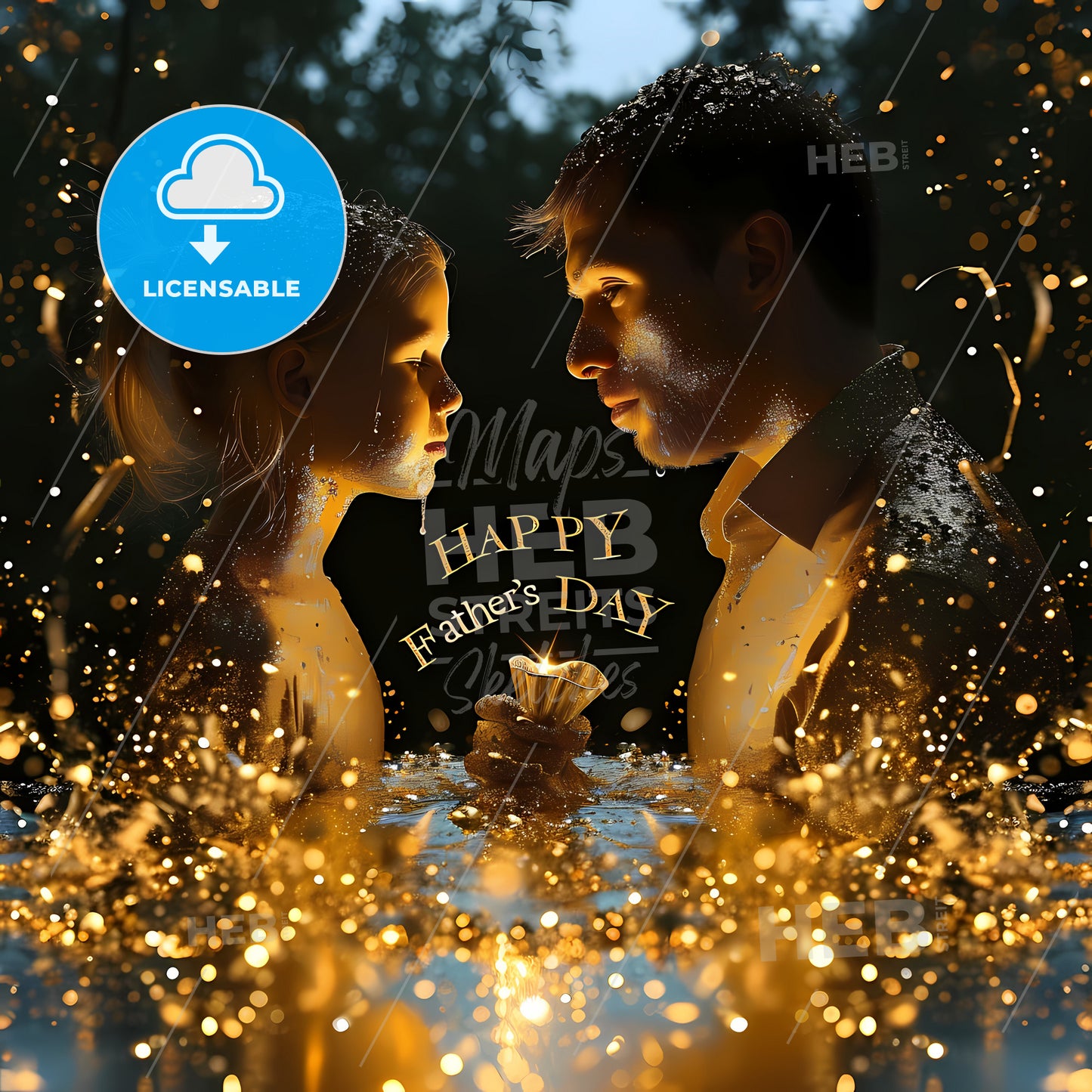 Fathers Day Photo Card, A Man And A Girl Looking At Each Other