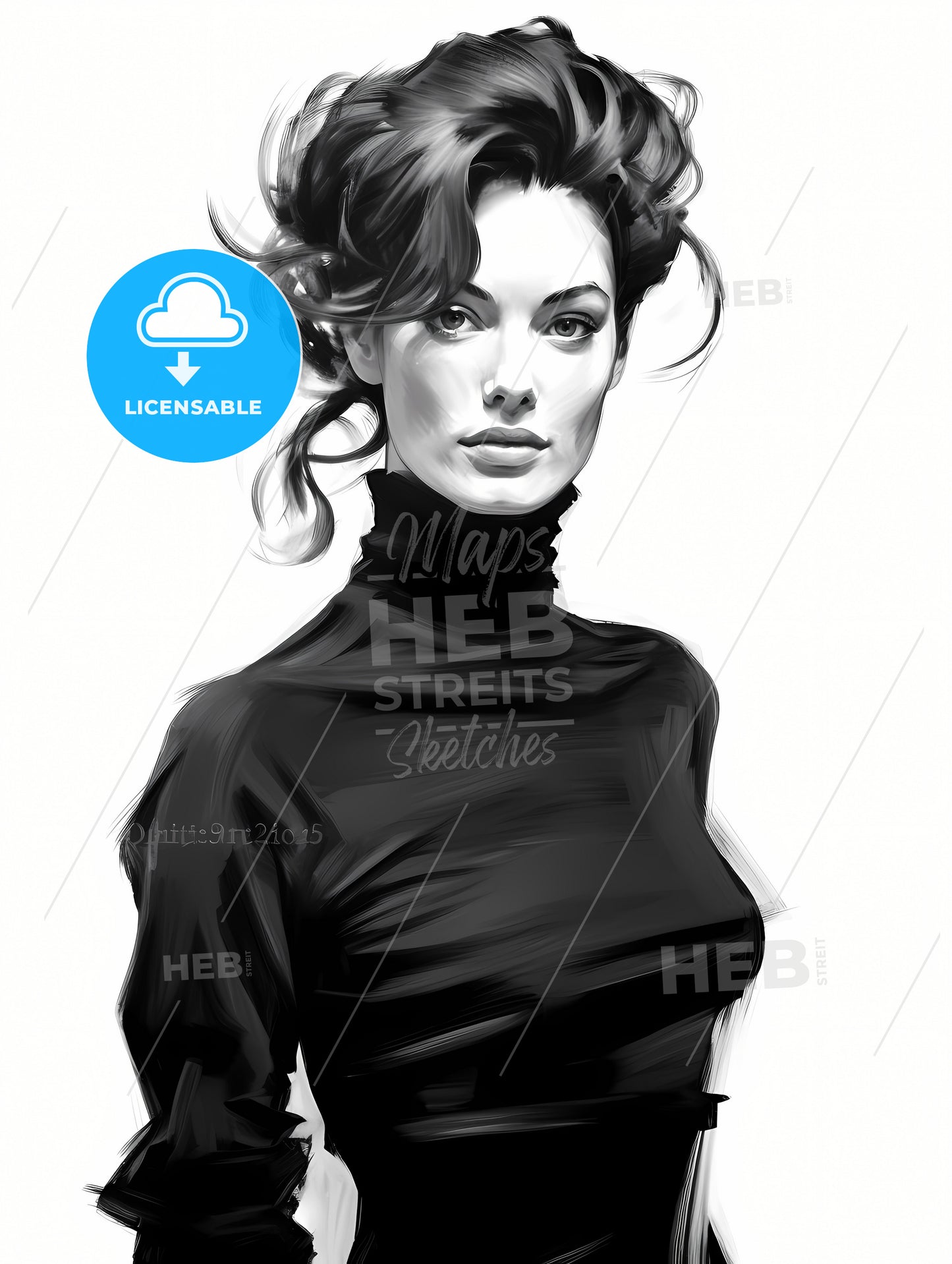 Beautiful Elegant Woman In Black Turtleneck, A Woman In A Black Turtleneck