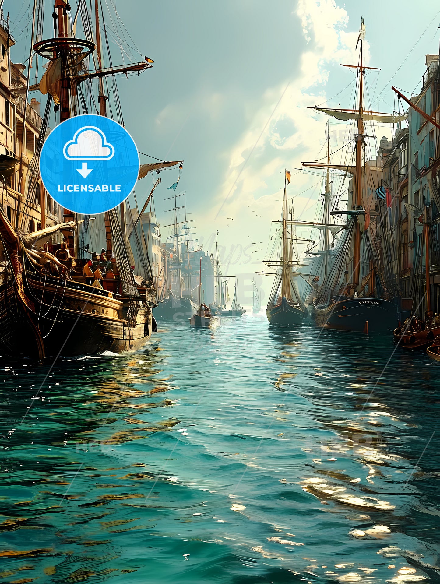 Injured Soldiers, A Group Of Boats In A Harbor