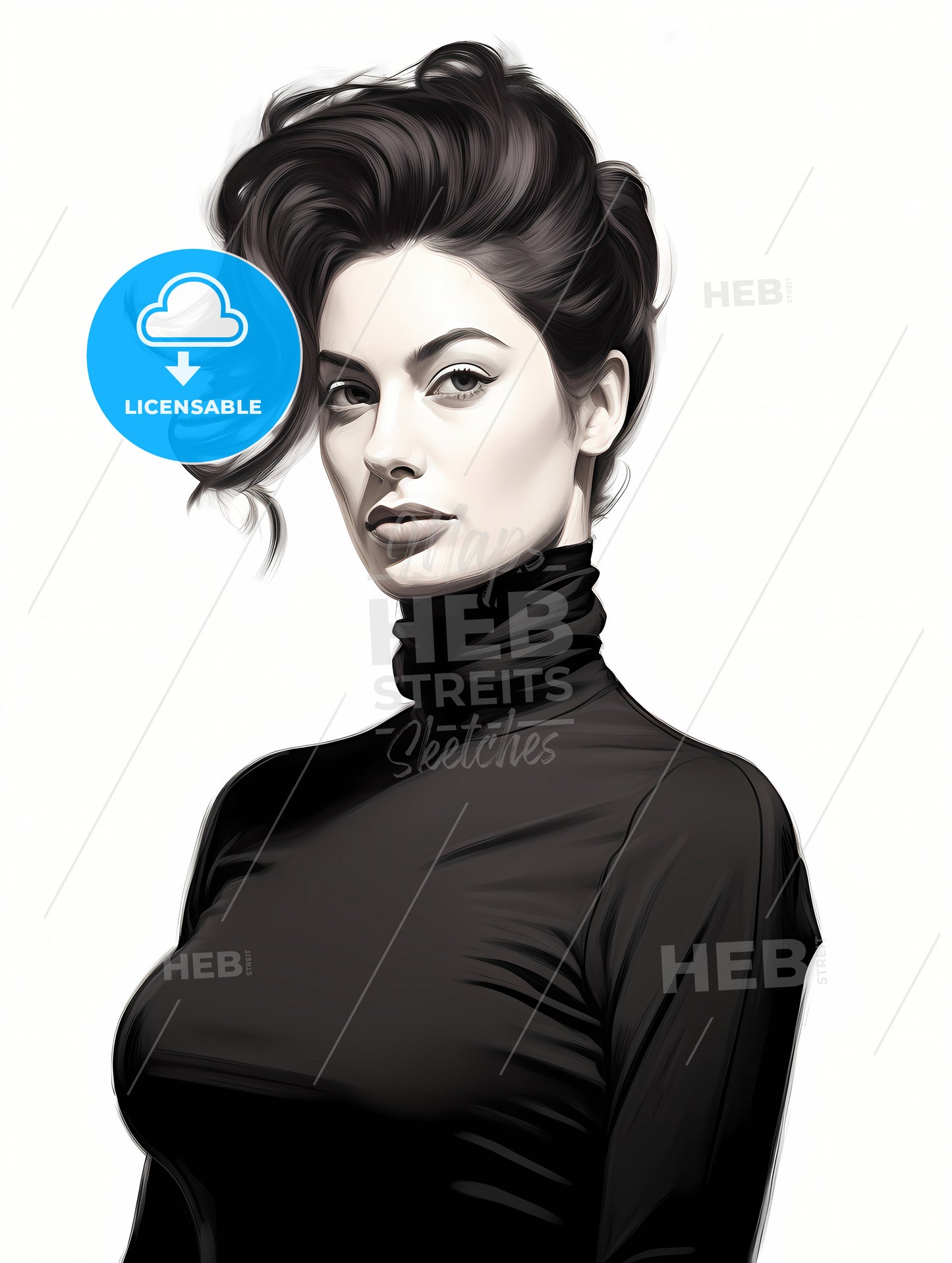 Beautiful Elegant Woman In Black Turtleneck, A Woman In A Black Turtleneck