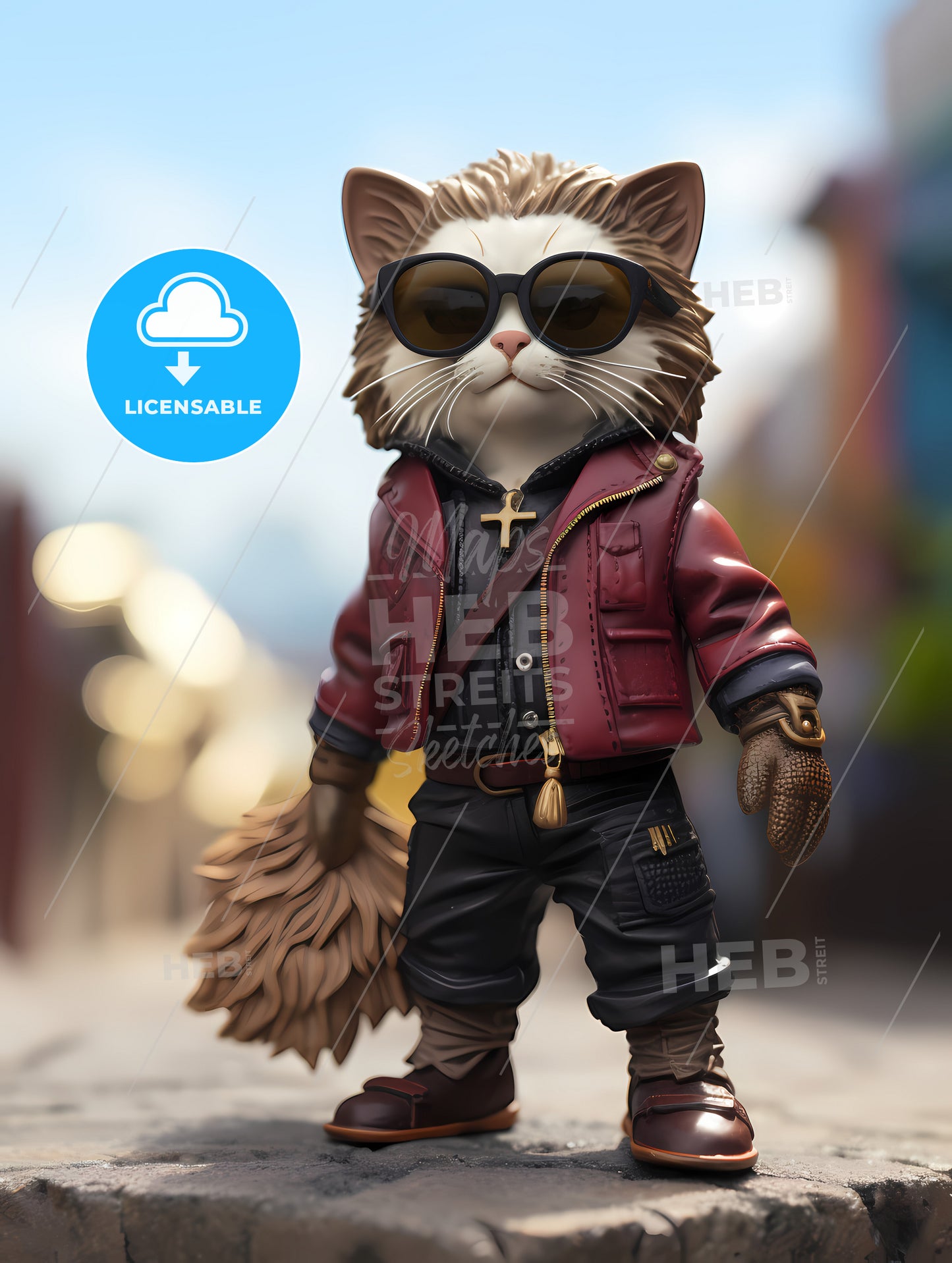 A Cat Wearing Sunglasses, A Cat Wearing Sunglasses And A Red Jacket