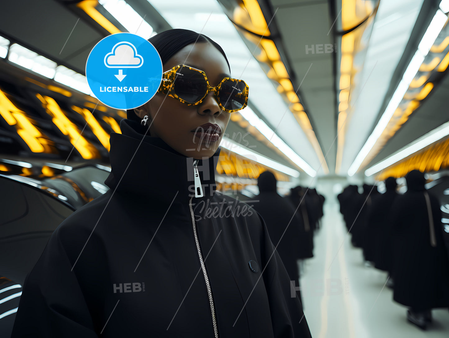 The Sunglasses Of A Woman, A Woman Wearing Sunglasses And A Black Coat