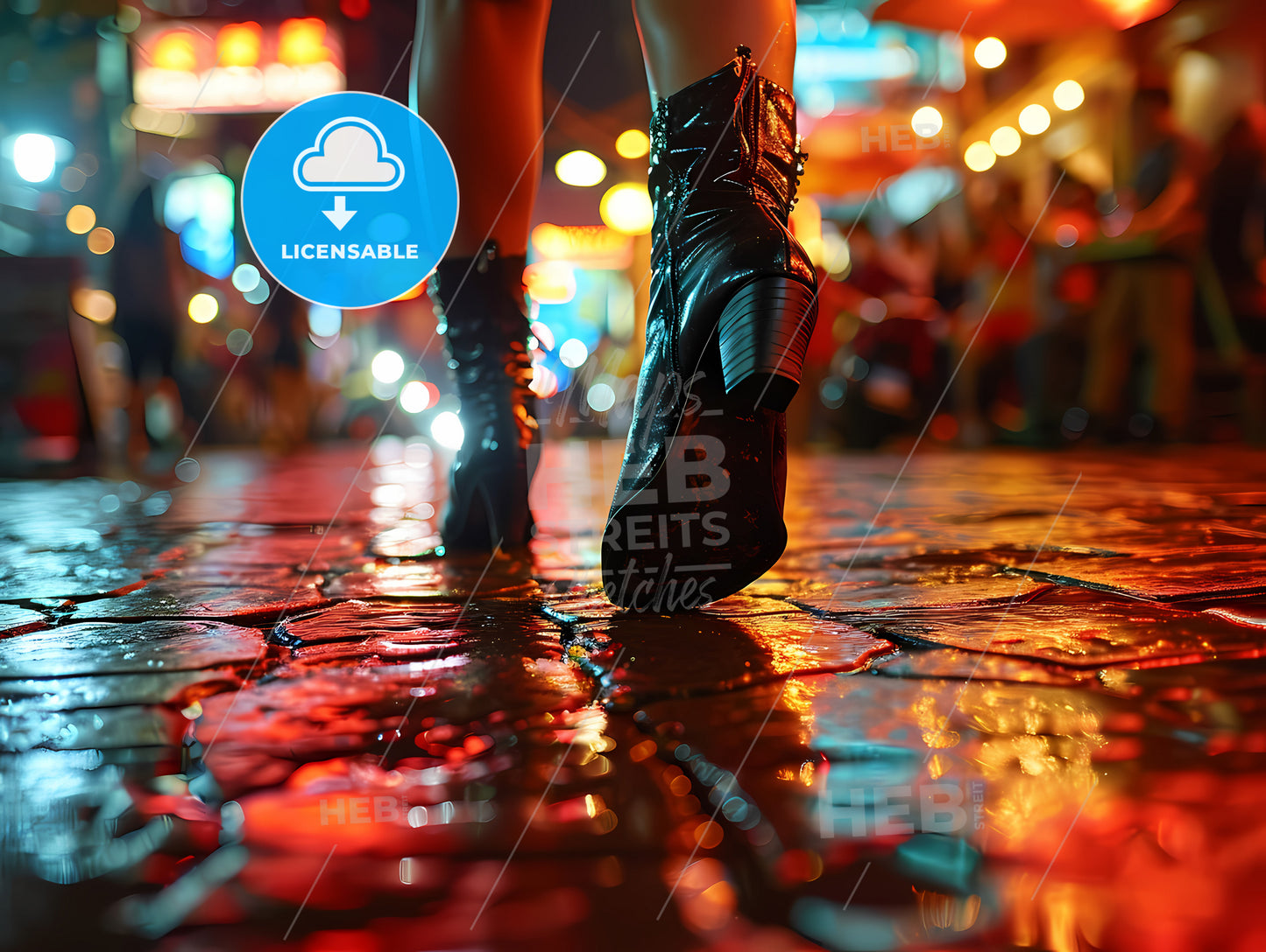 A Vegas Show Of Female Dancers, A Close Up Of A Woman's Feet In Boots