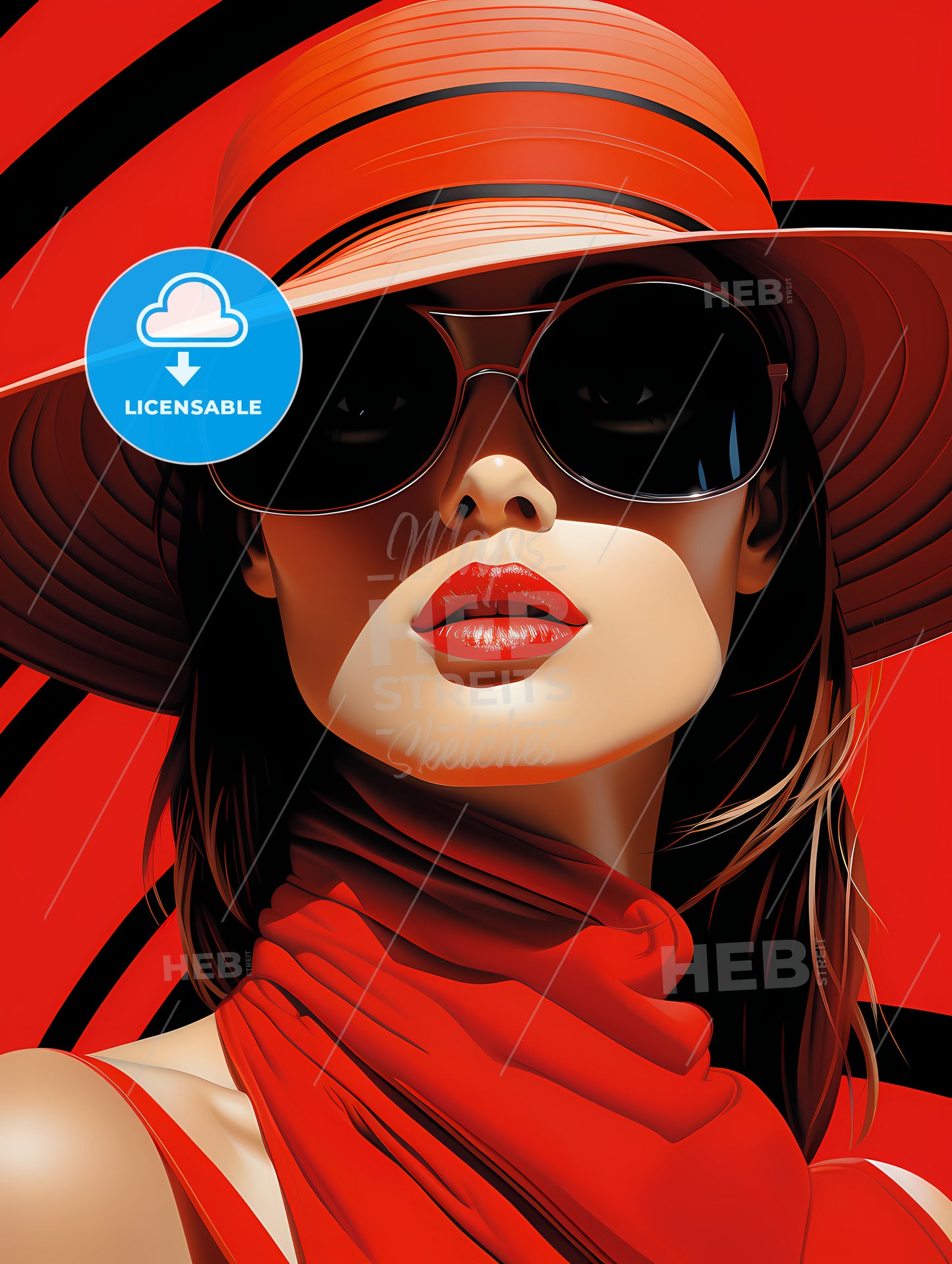 A Woman Wearing A Black And Red Hat, A Woman Wearing A Hat And Sunglasses
