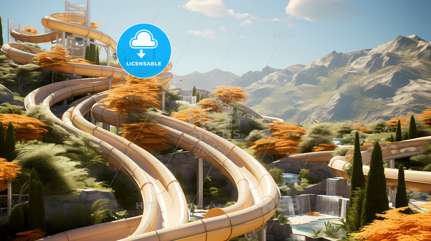 Hillside Slide Paradise, A Water Slide In A Mountain