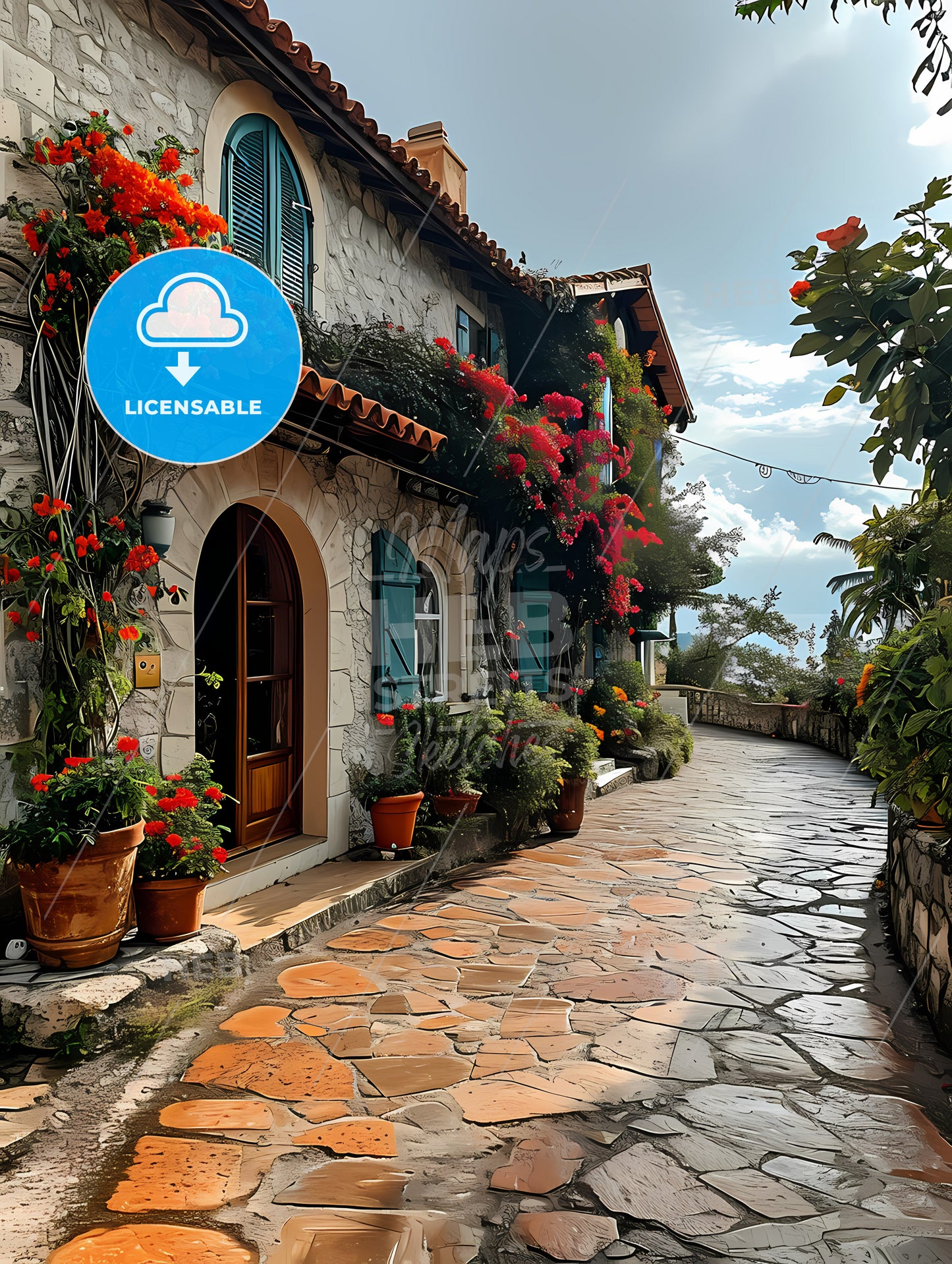 Cte-Dazur France, A Stone Building With Flowers On The Side