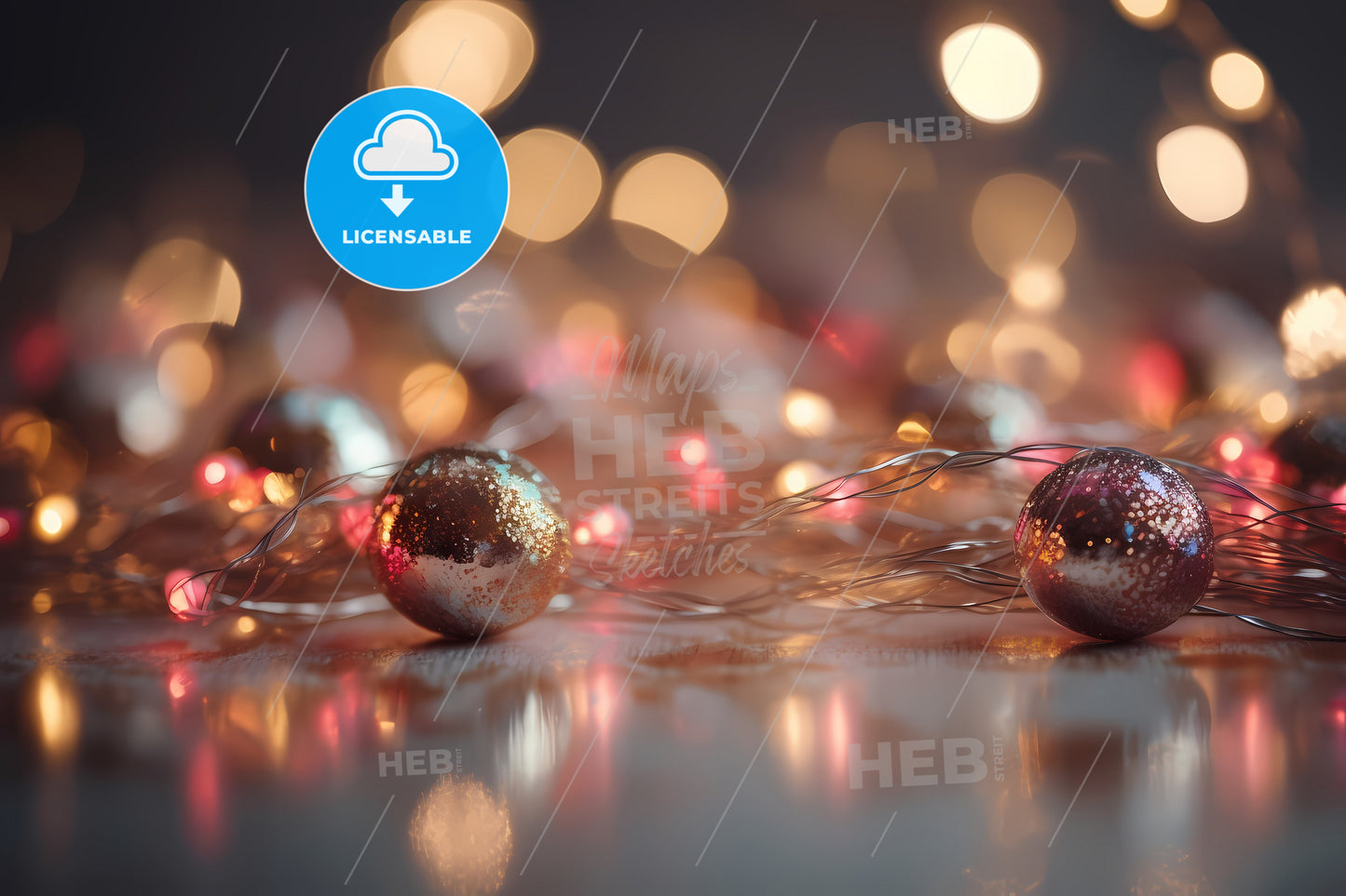 Elegant Silver Gold Pink Christmas Light Bokeh Background, A Close Up Of A String Of Lights