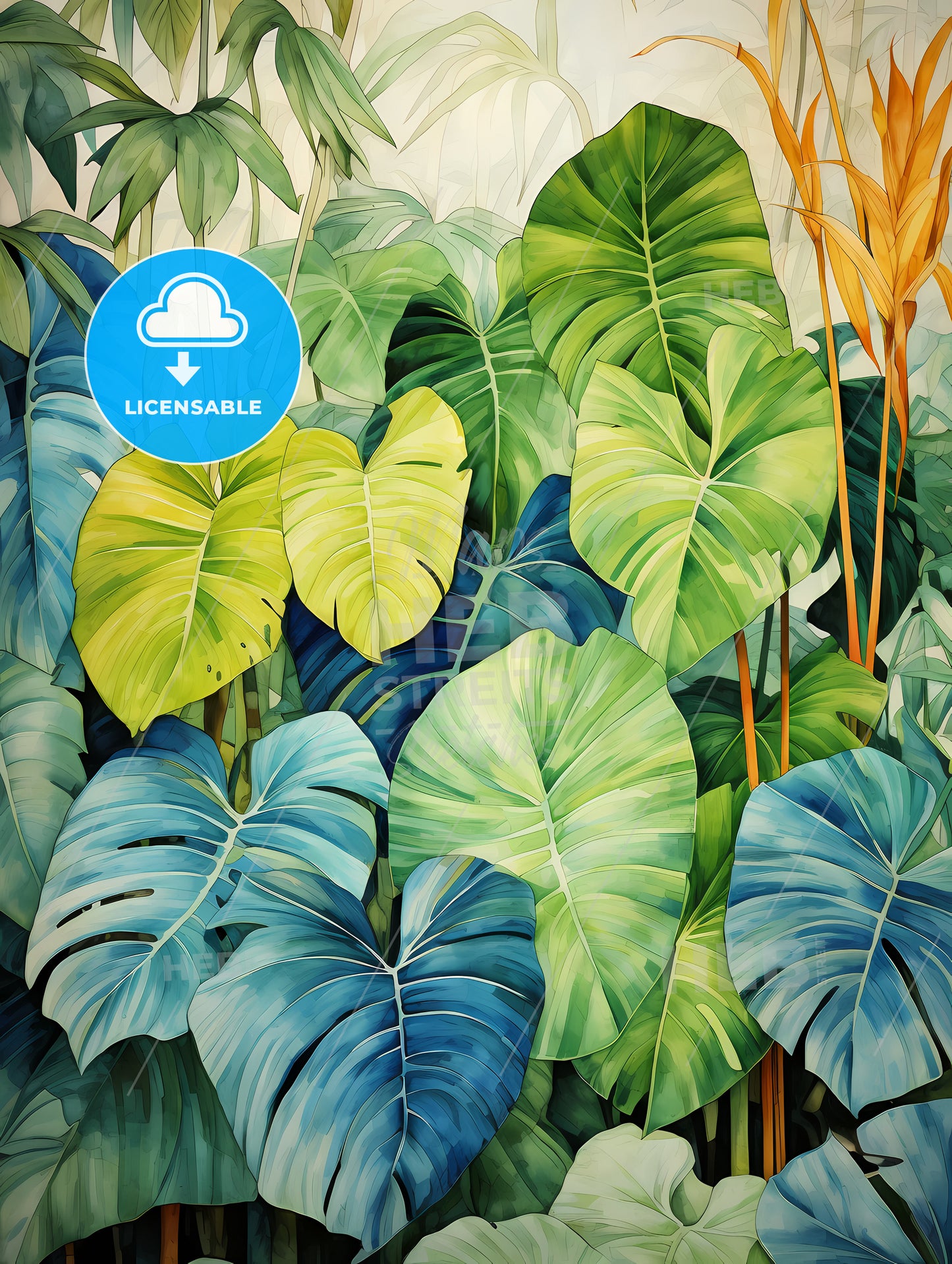 Tropical Leaves, A Group Of Colorful Leaves