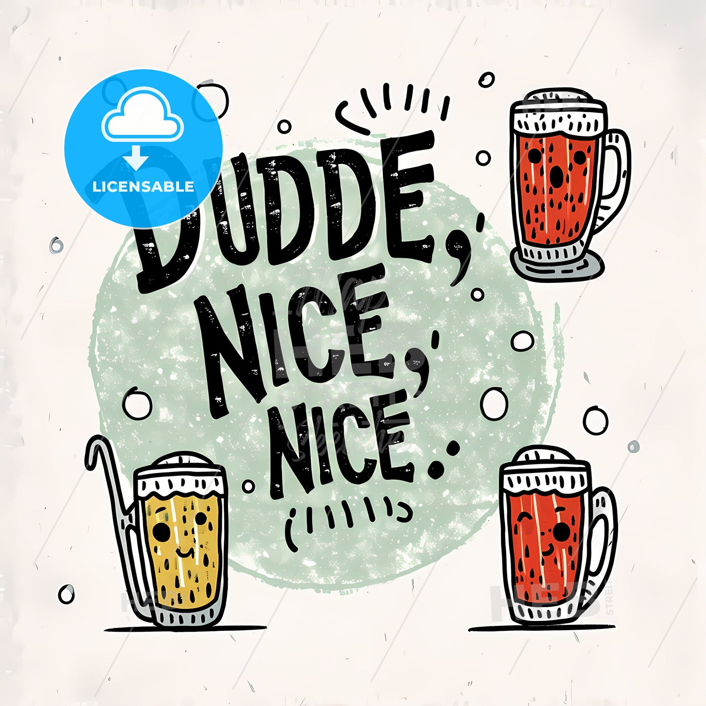 Dude, Be Nice, A Group Of Mugs With Faces And Words