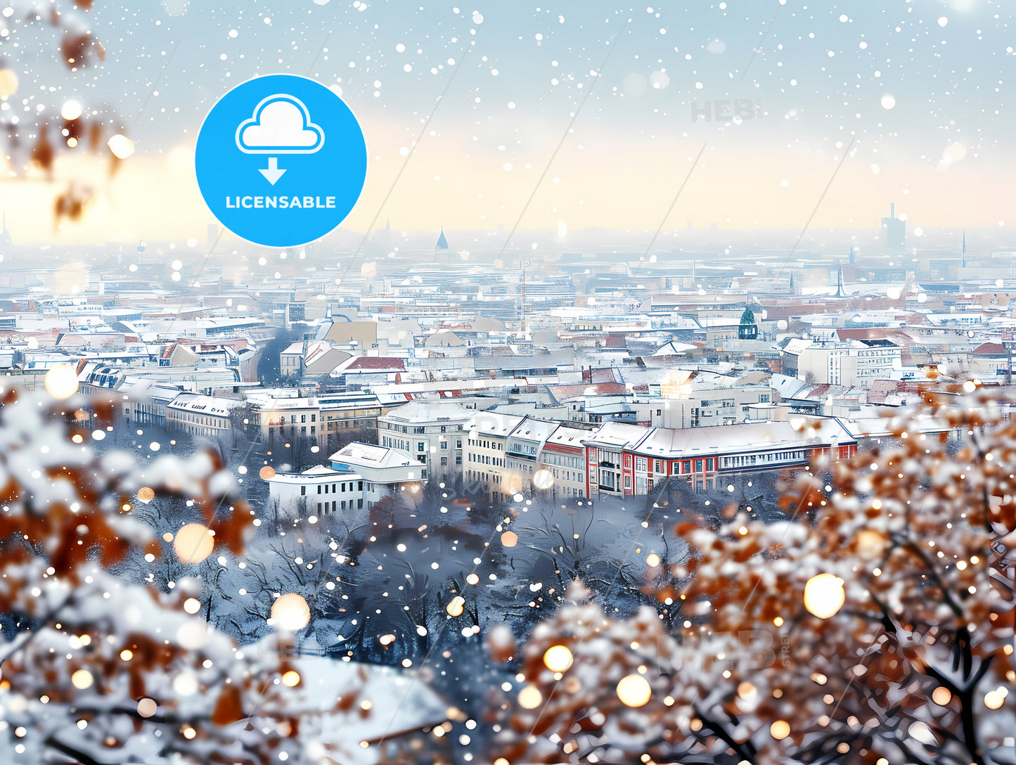 Berlin Germany Cityscape, A City With Snow Falling