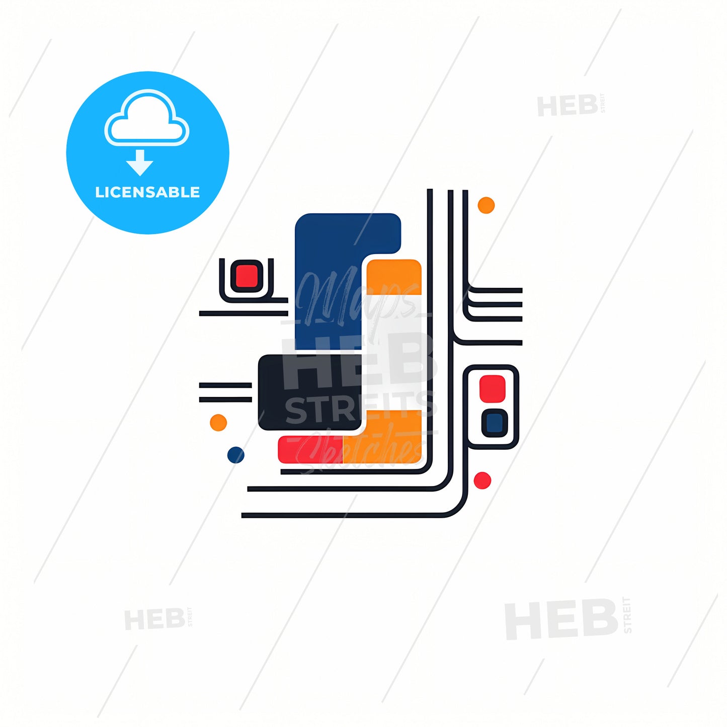 Logo Of A Microchip, A Colorful Logo With Lines And Squares