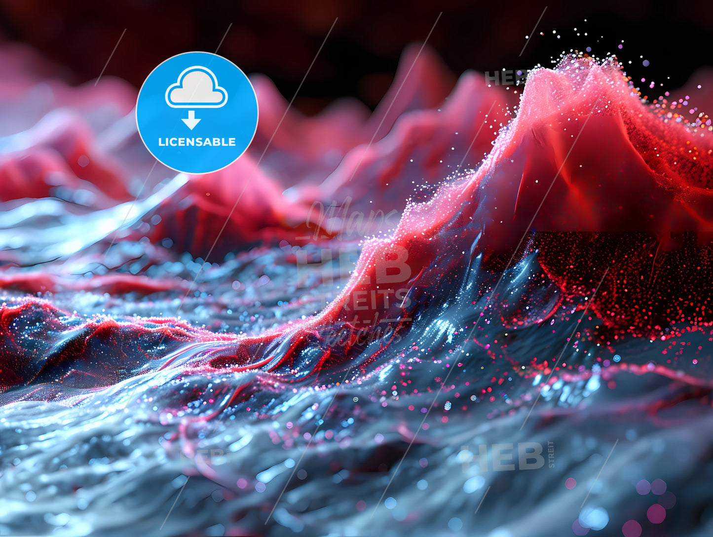 A Red And Black Wave Design Image, A Red And Blue Mountains