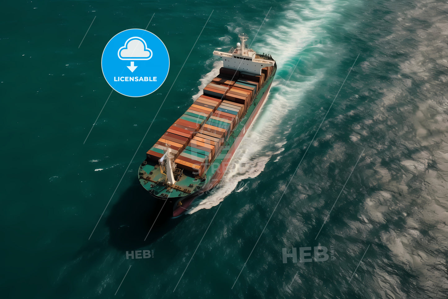 Aerial View Of Container Cargo Ship, A Ship On The Water