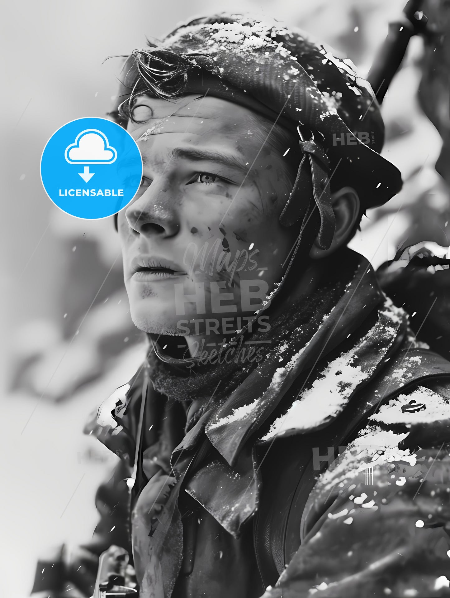 Winter War 1939, A Man In A Hat And Coat With Snow On His Face