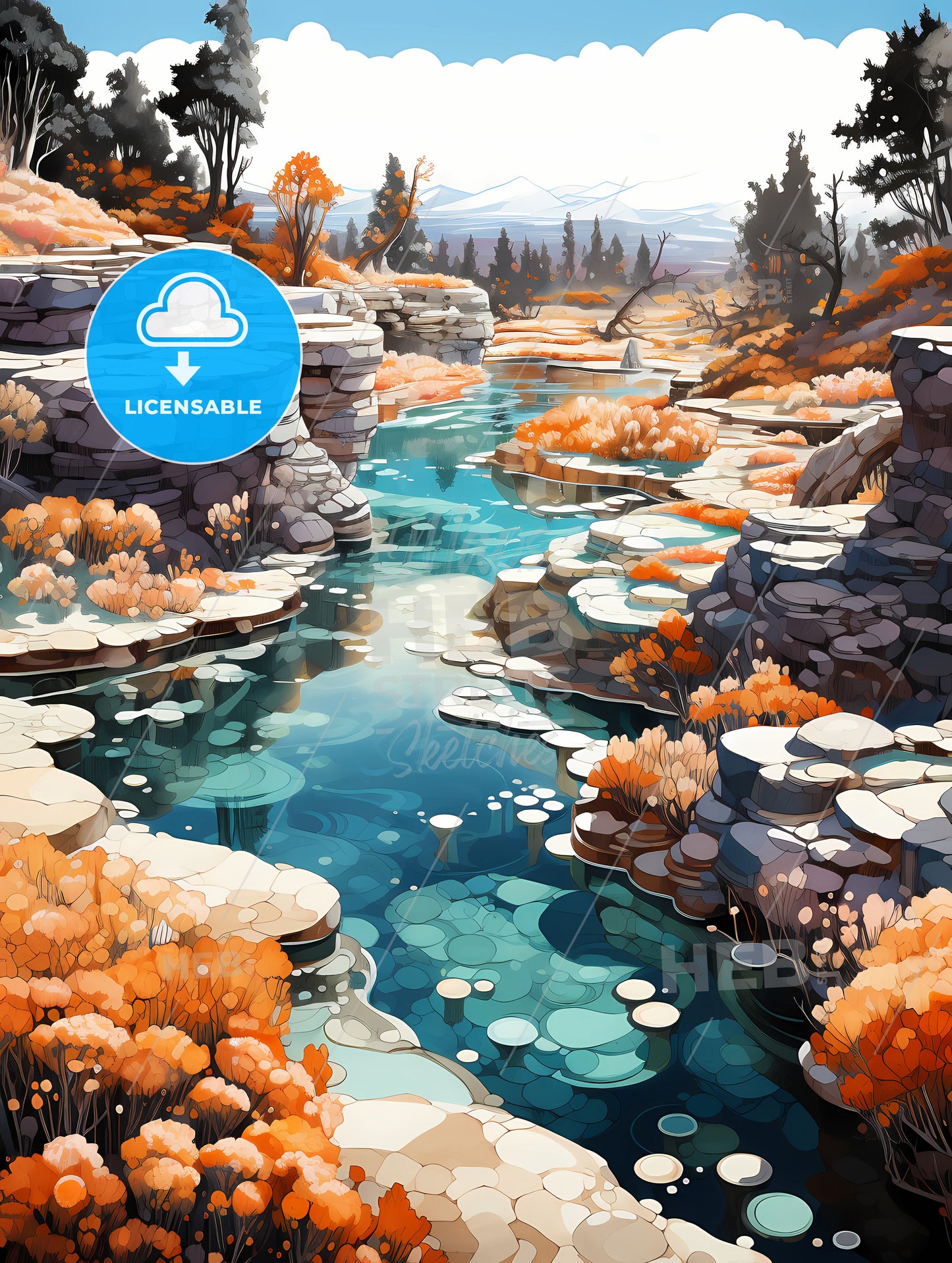 Yellowstone National Park, A River Running Through A Rocky Area