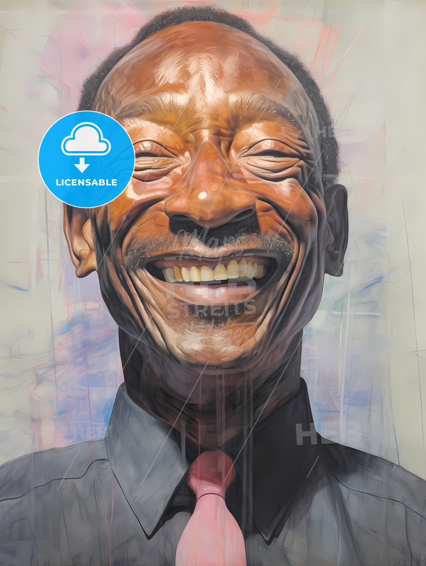 Elderldy Black Mans Full Face, A Man Smiling With His Eyes Closed