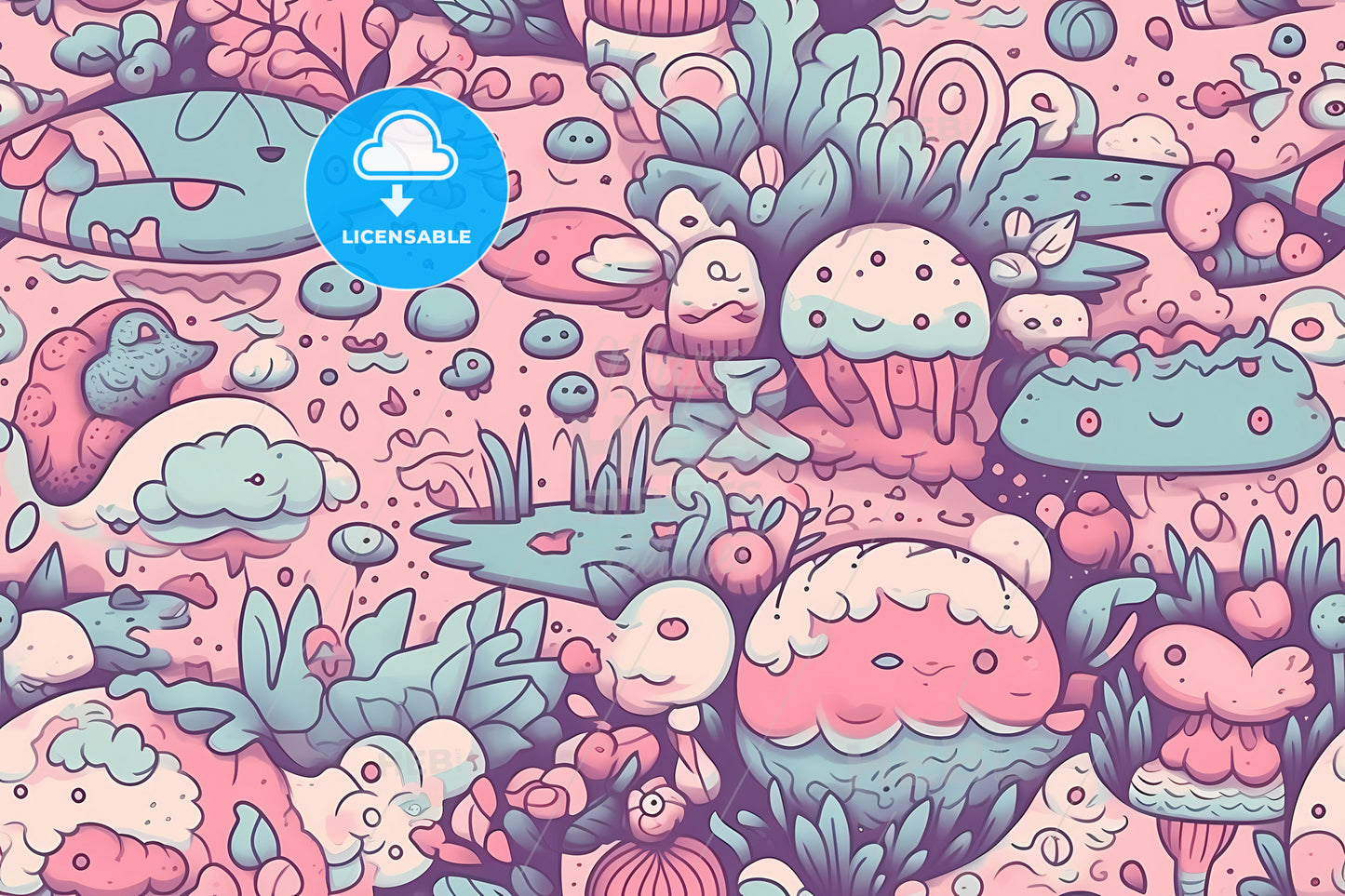 Fantasy Background, A Cartoon Drawing Of A Garden