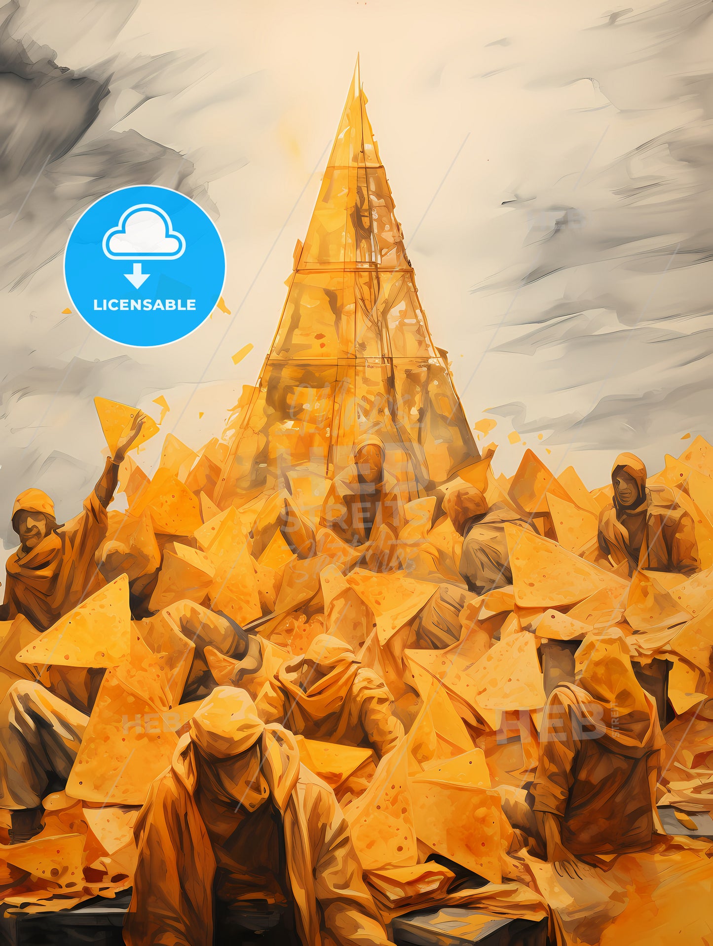 Nachos, A Group Of People In Pyramids