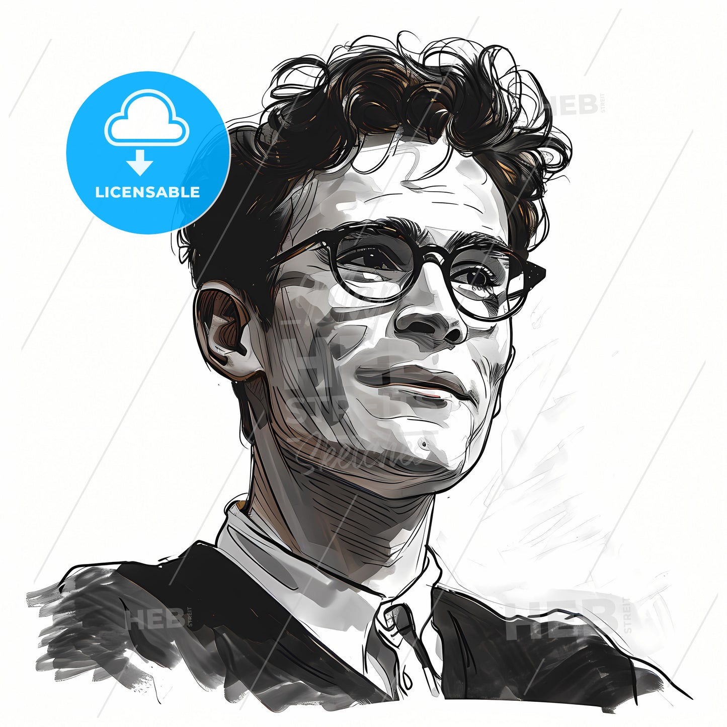 A Happy Man Sitting In A Lecture Room, A Man With Curly Hair Wearing Glasses