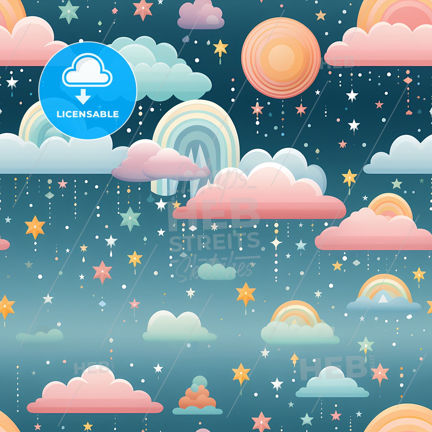 Cute Rainbow, A Pattern Of Clouds And Rainbows