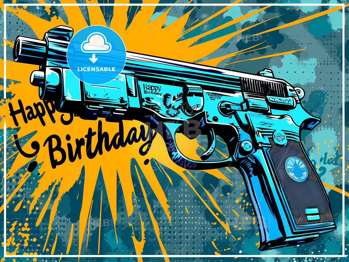 Happy Air Force Birthday, A Cartoon Of A Gun