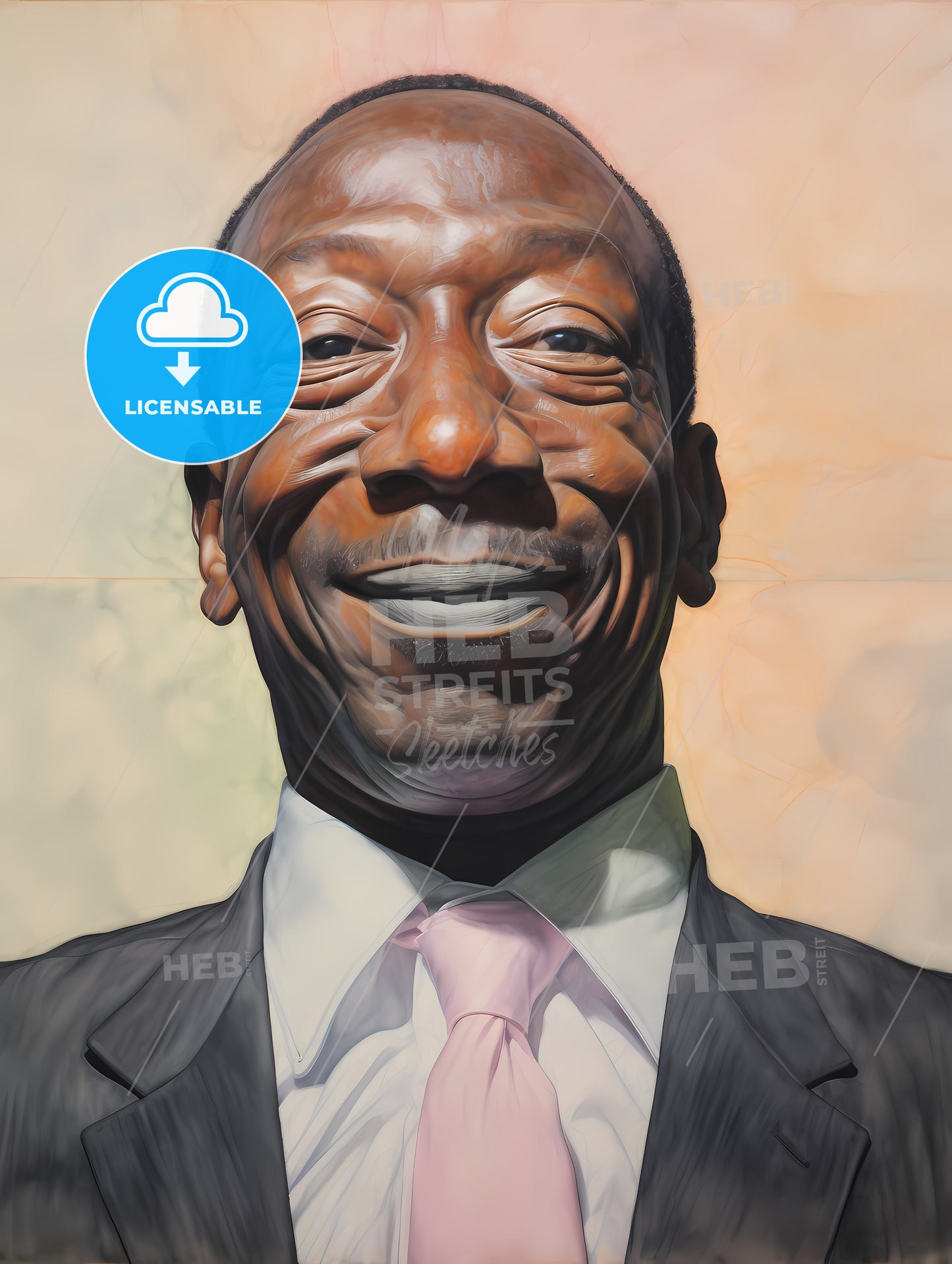 Elderldy Black Mans Full Face, A Man In A Suit And Tie