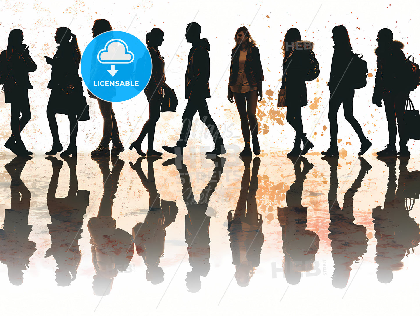 Human Silhouettes, A Group Of People Walking