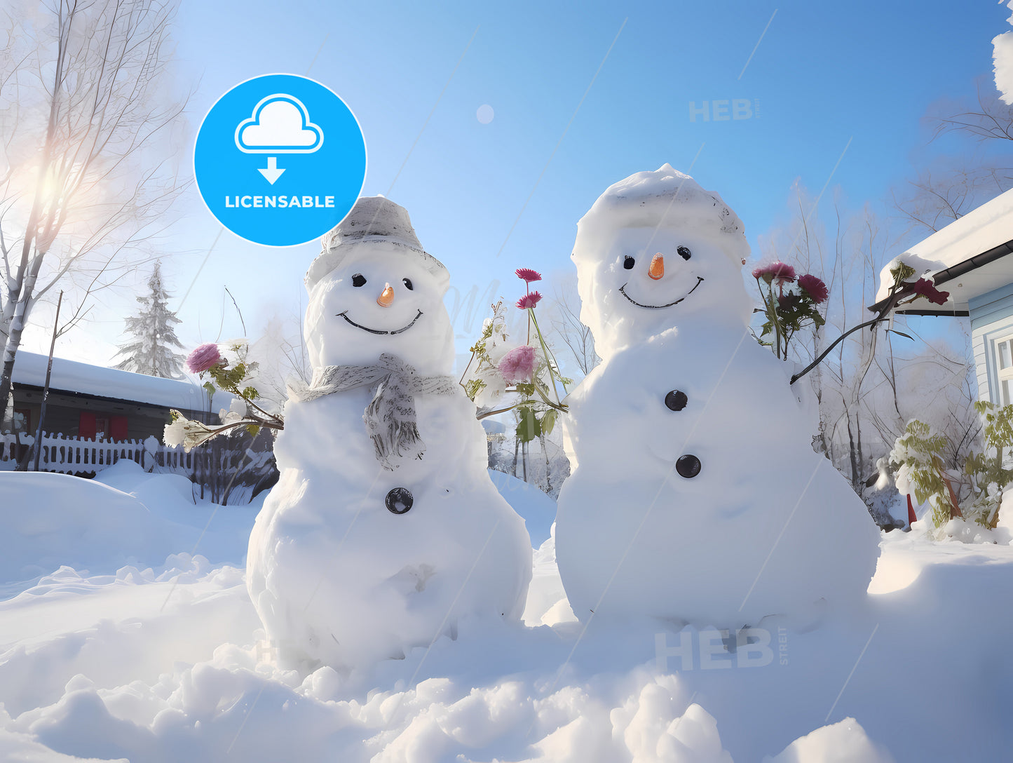 My Hometown Two Smiling Snowmen, Two Snowmen In The Snow