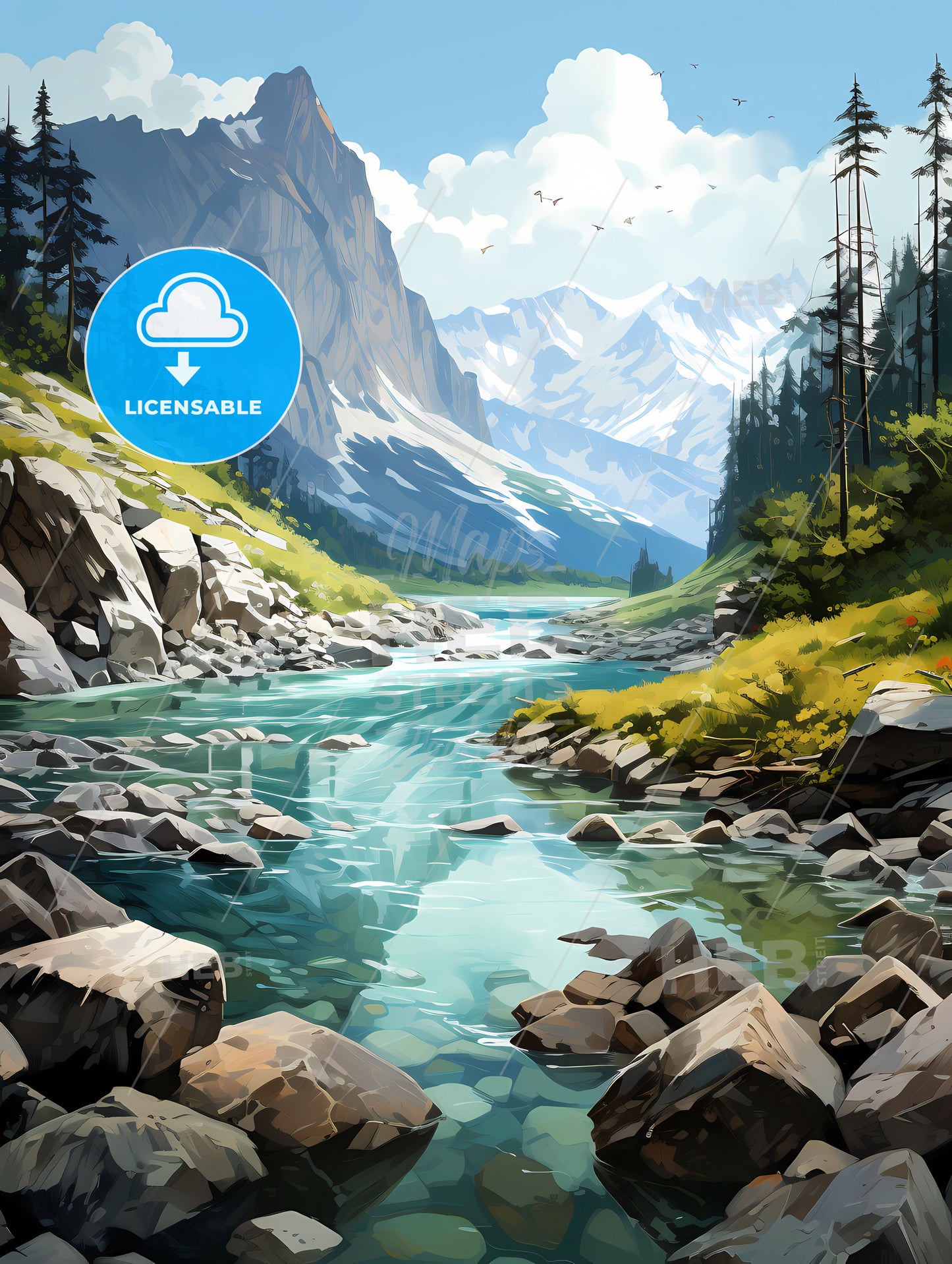 Yoho National Park, A River Flowing Through A Rocky Valley