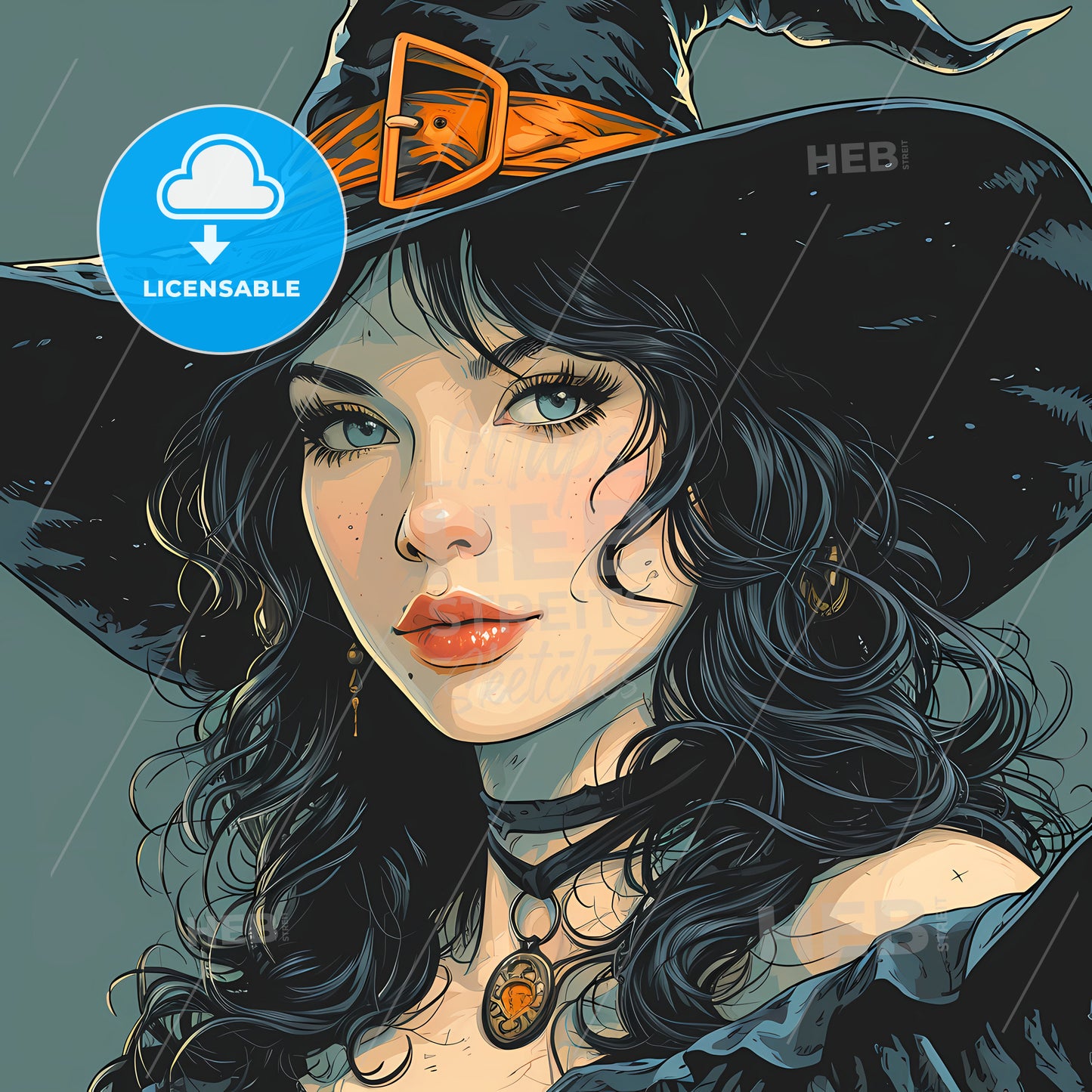 Cute Wicked Witch, A Woman In A Person Hat