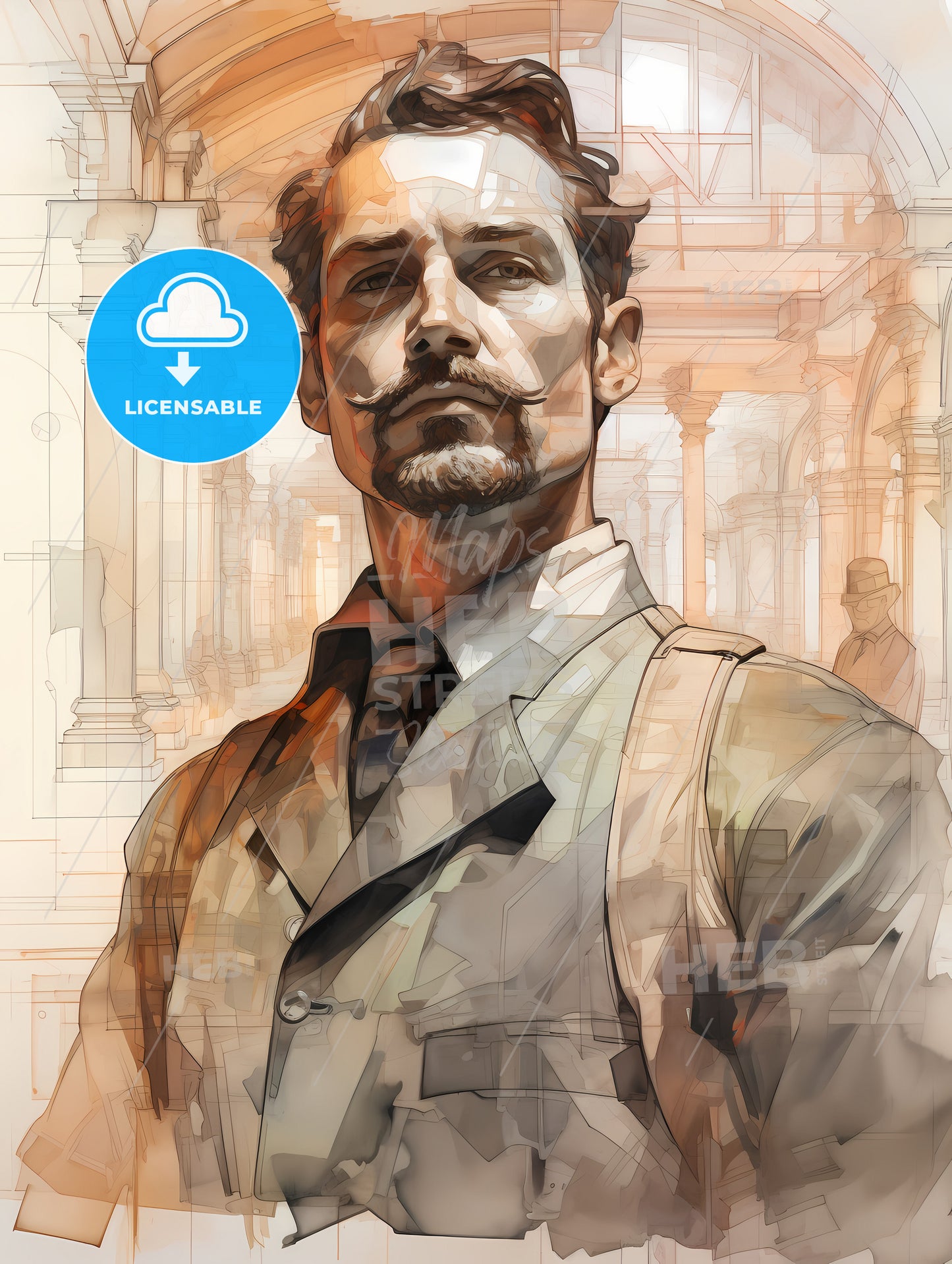 Building Constructer Engineer, A Man With A Mustache