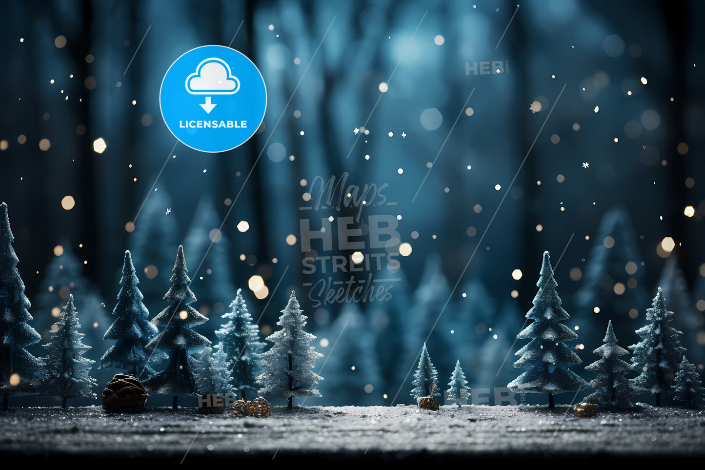 Christmas Winter Background, A Group Of Small Trees In A Snowy Forest