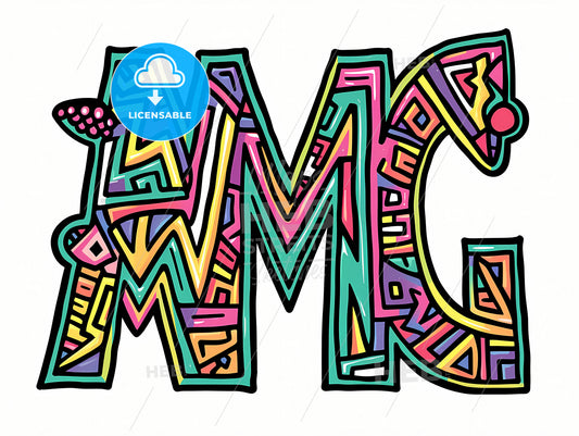 Large Letters A M G, A Colorful Letter With A Pattern