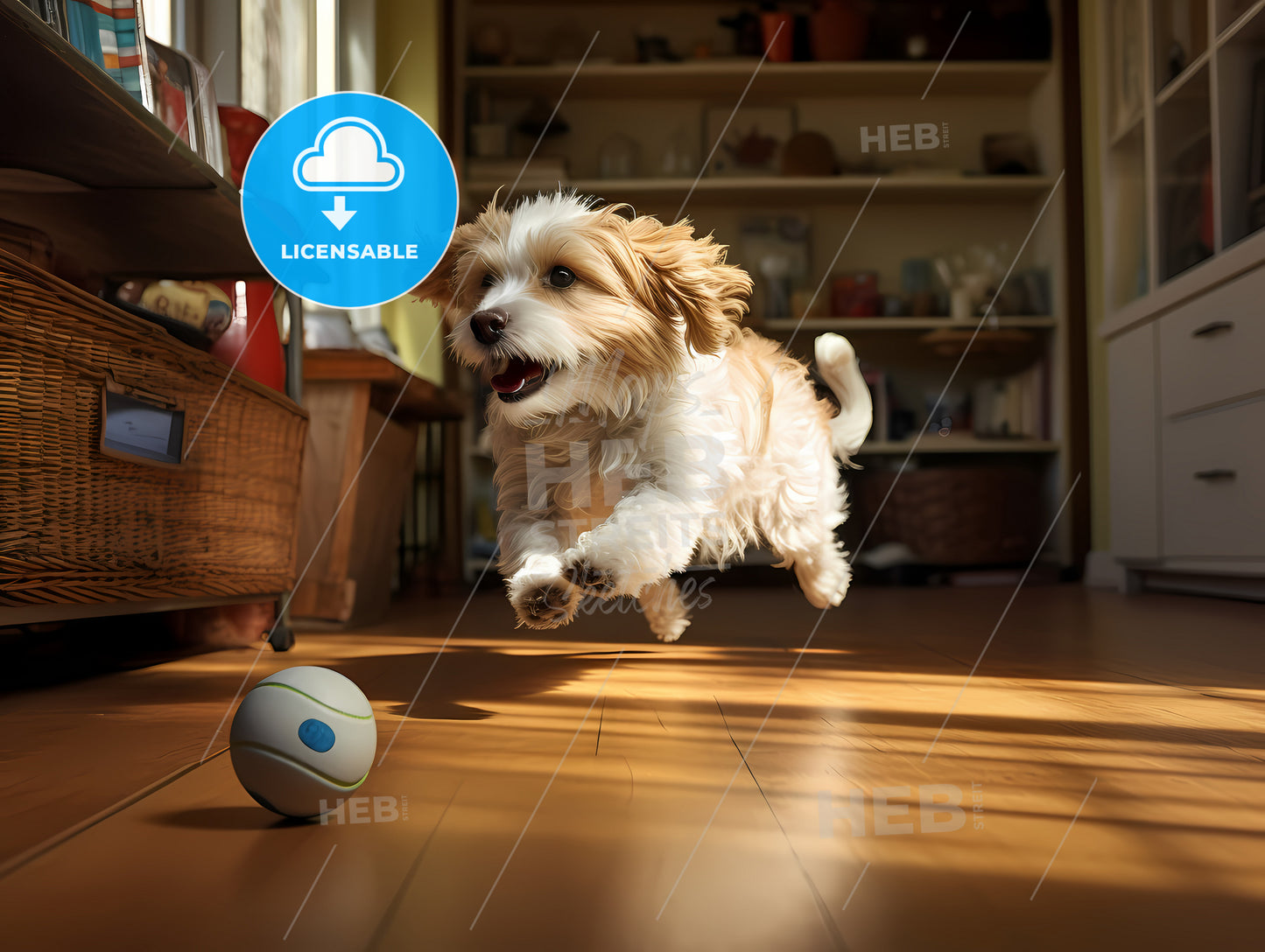 A Dog Chasing A Ball, A Dog Running Towards A Ball