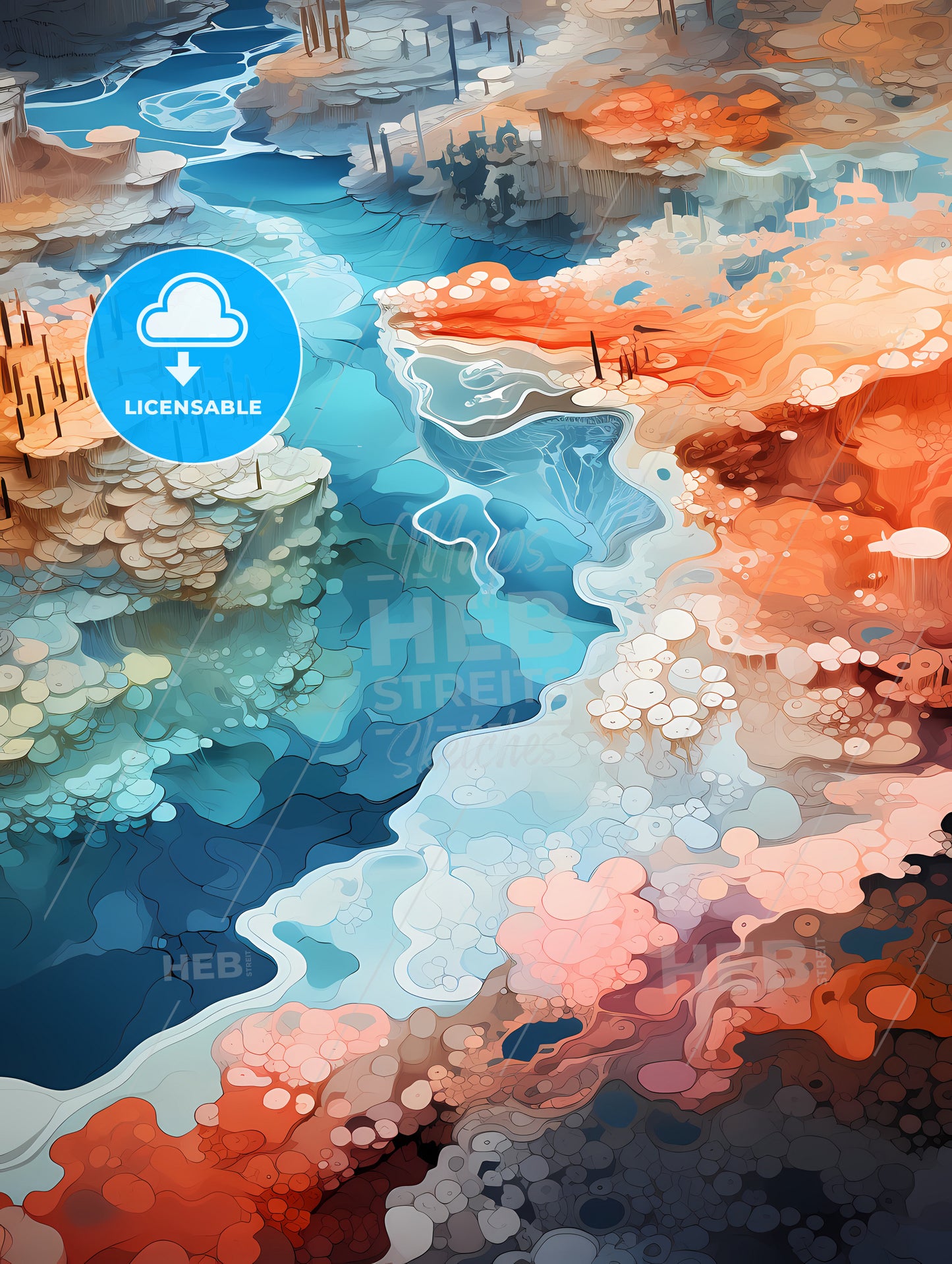 Yellowstone National Park, A Colorful Landscape With A River