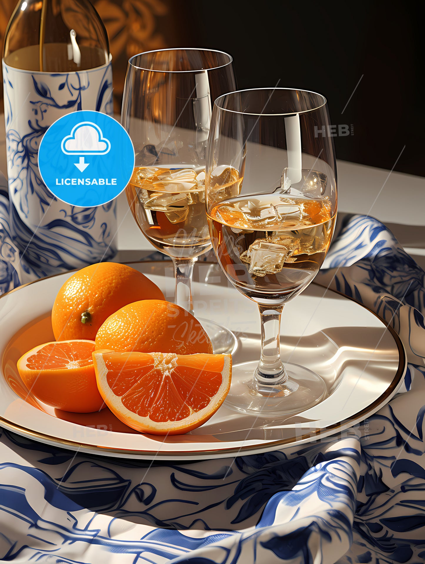 If Matisse Was A Photographer, A Plate Of Oranges And Wine Glasses