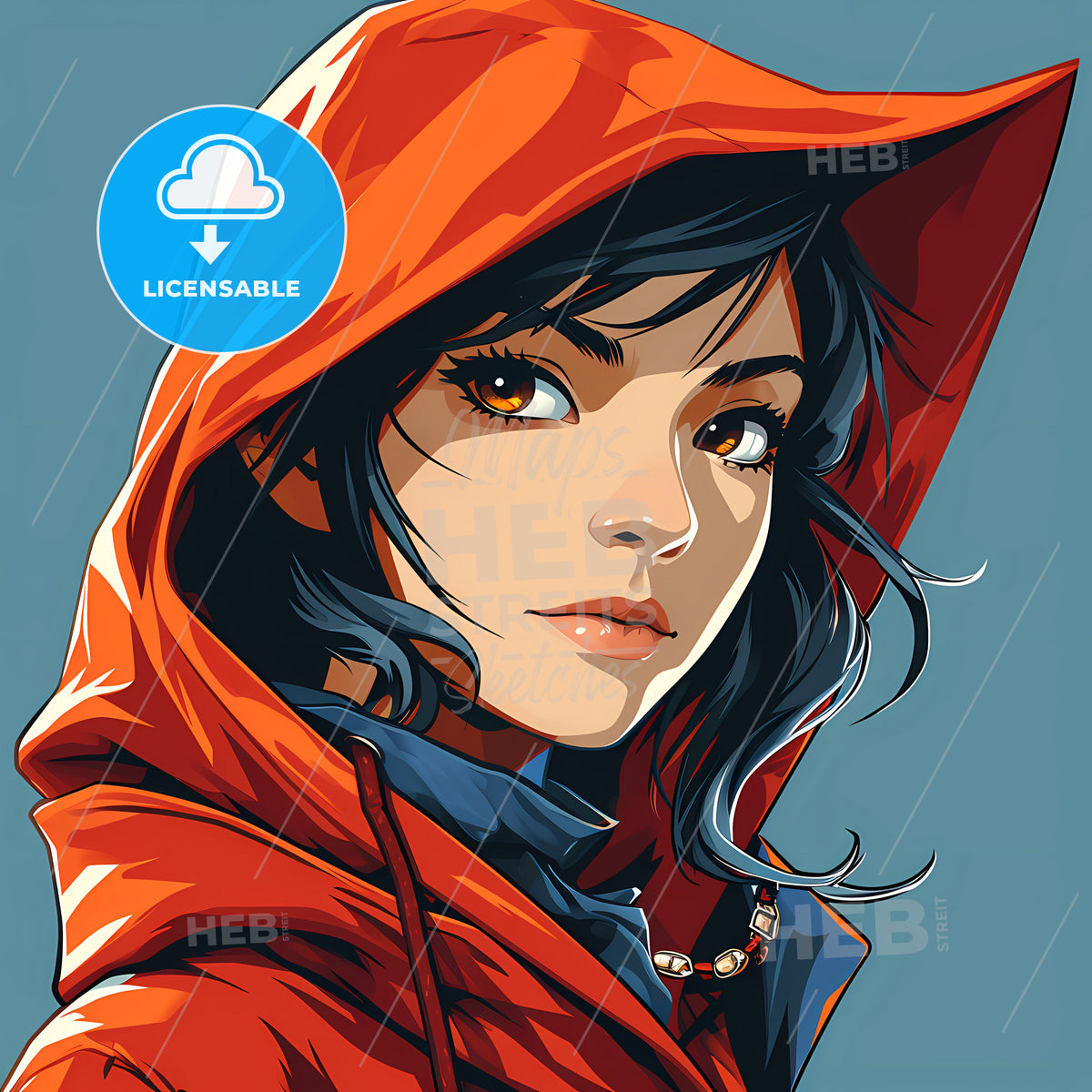 Cute Wicked Witch, A Cartoon Of A Woman Wearing A Red Hoodie