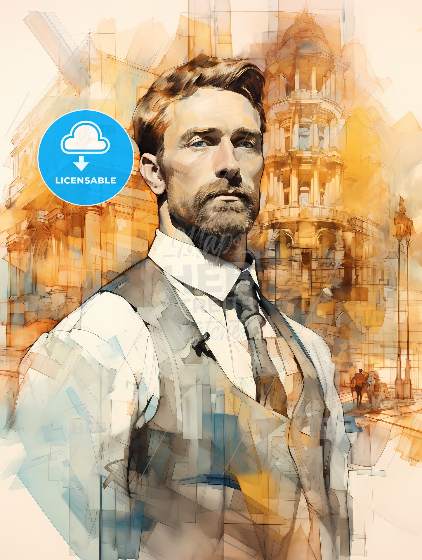 Building Constructer Engineer, A Man In A Vest And Tie