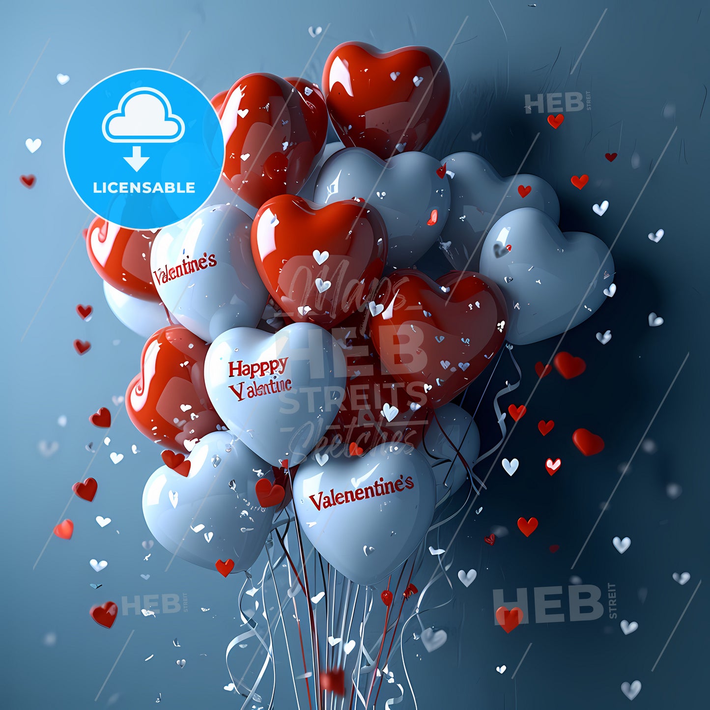 Retro White And Red Heart, A Bunch Of Red And White Heart Shaped Balloons