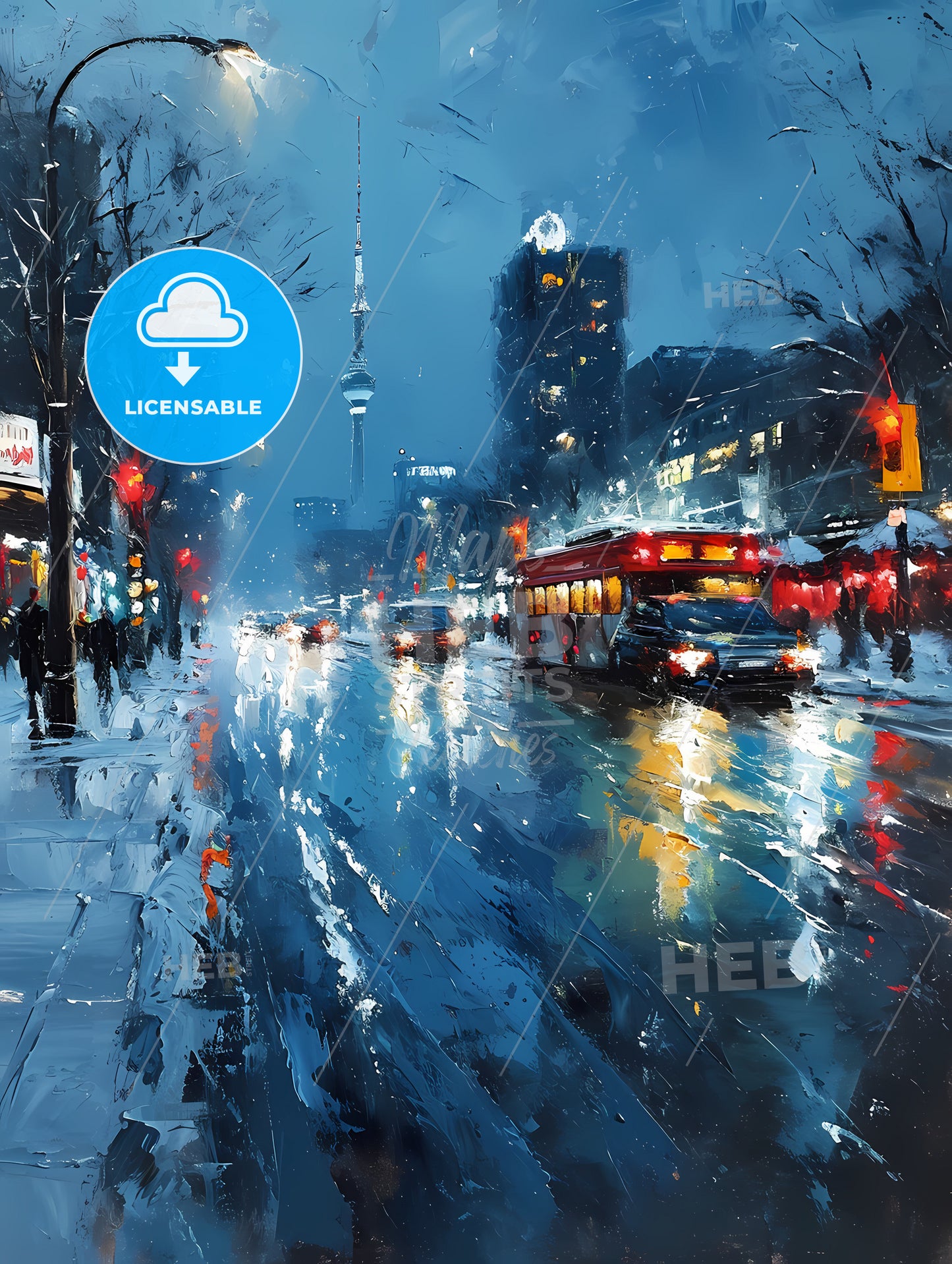 Berlin Germany Skyline, A City Street With Cars And A Bus On It