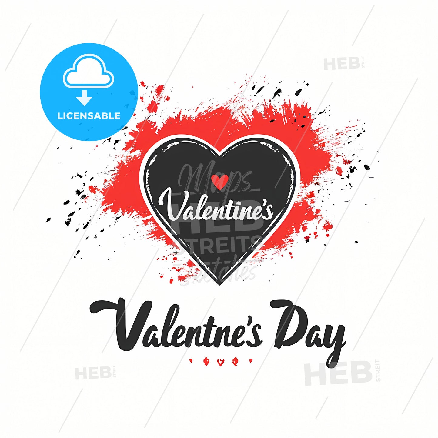 Valentines Day, A Heart With Red Paint Splatter