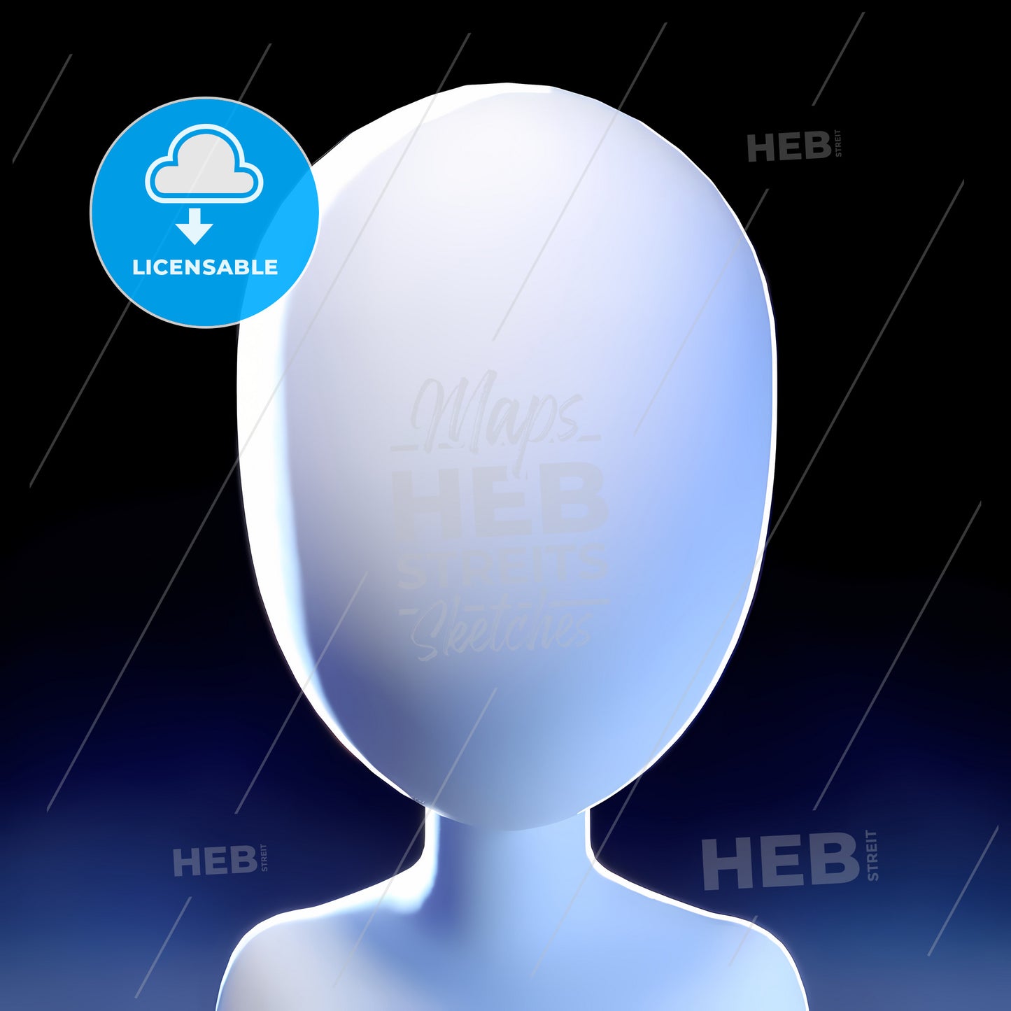 Unisex Default Profile Picture, A White Faceless Person With A Black Background