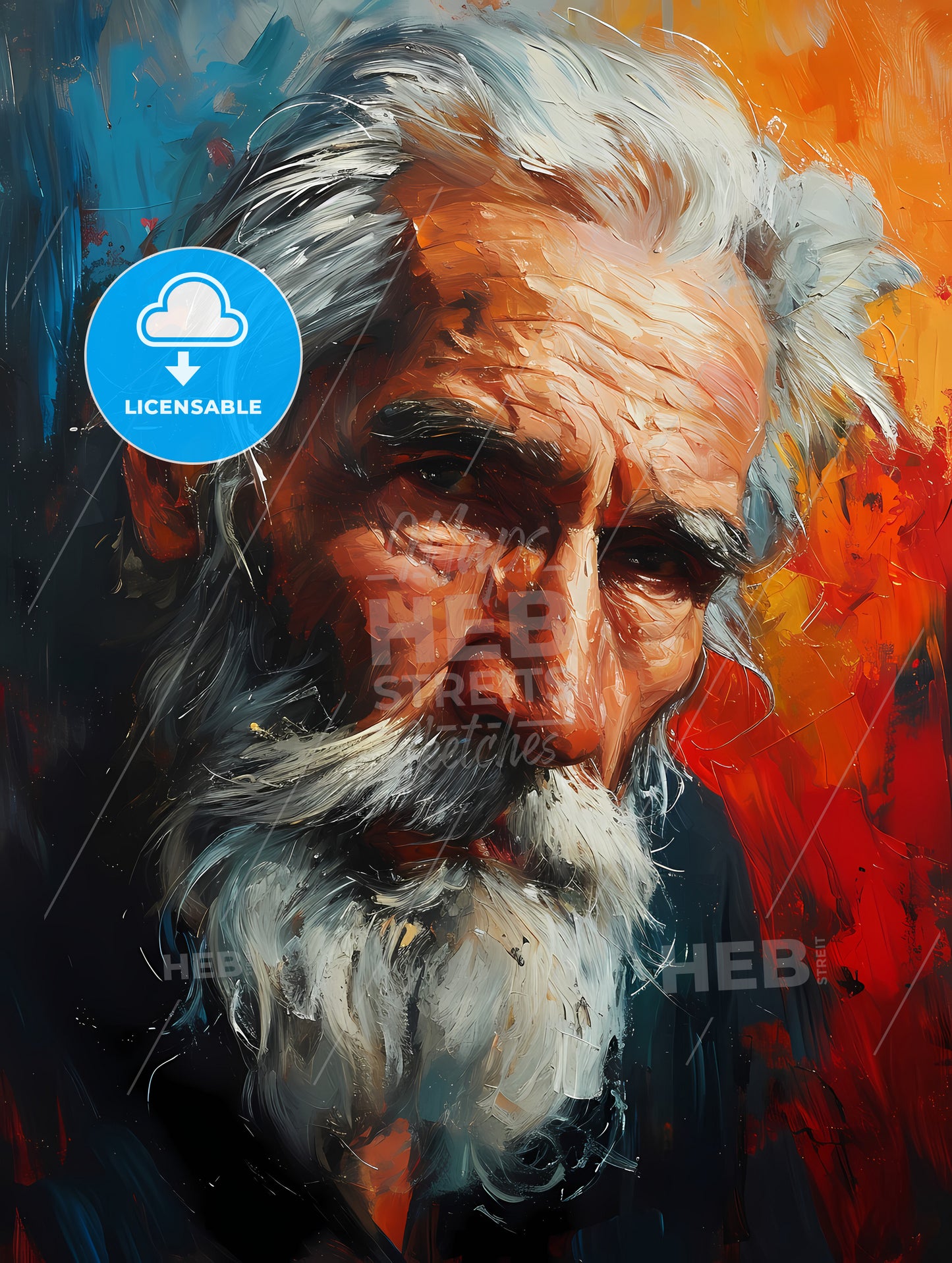 Moby Dick Portrait, A Painting Of A Man With A White Beard