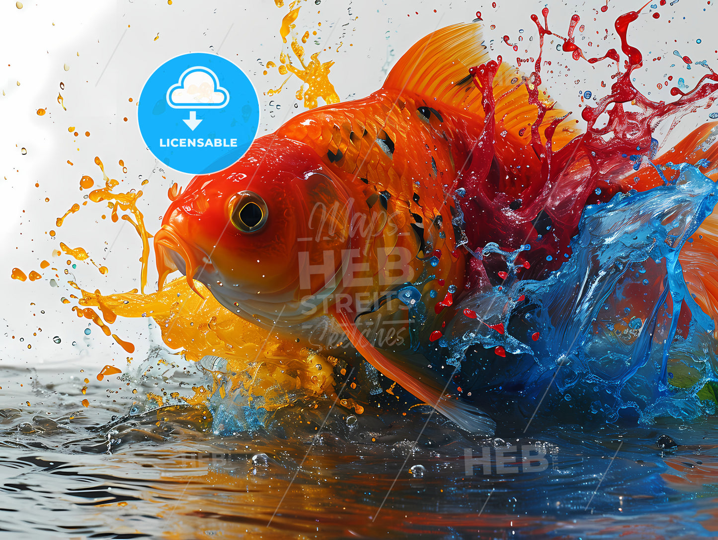 A Flying Fish Long Exposure Photography, A Goldfish Splashing In Water
