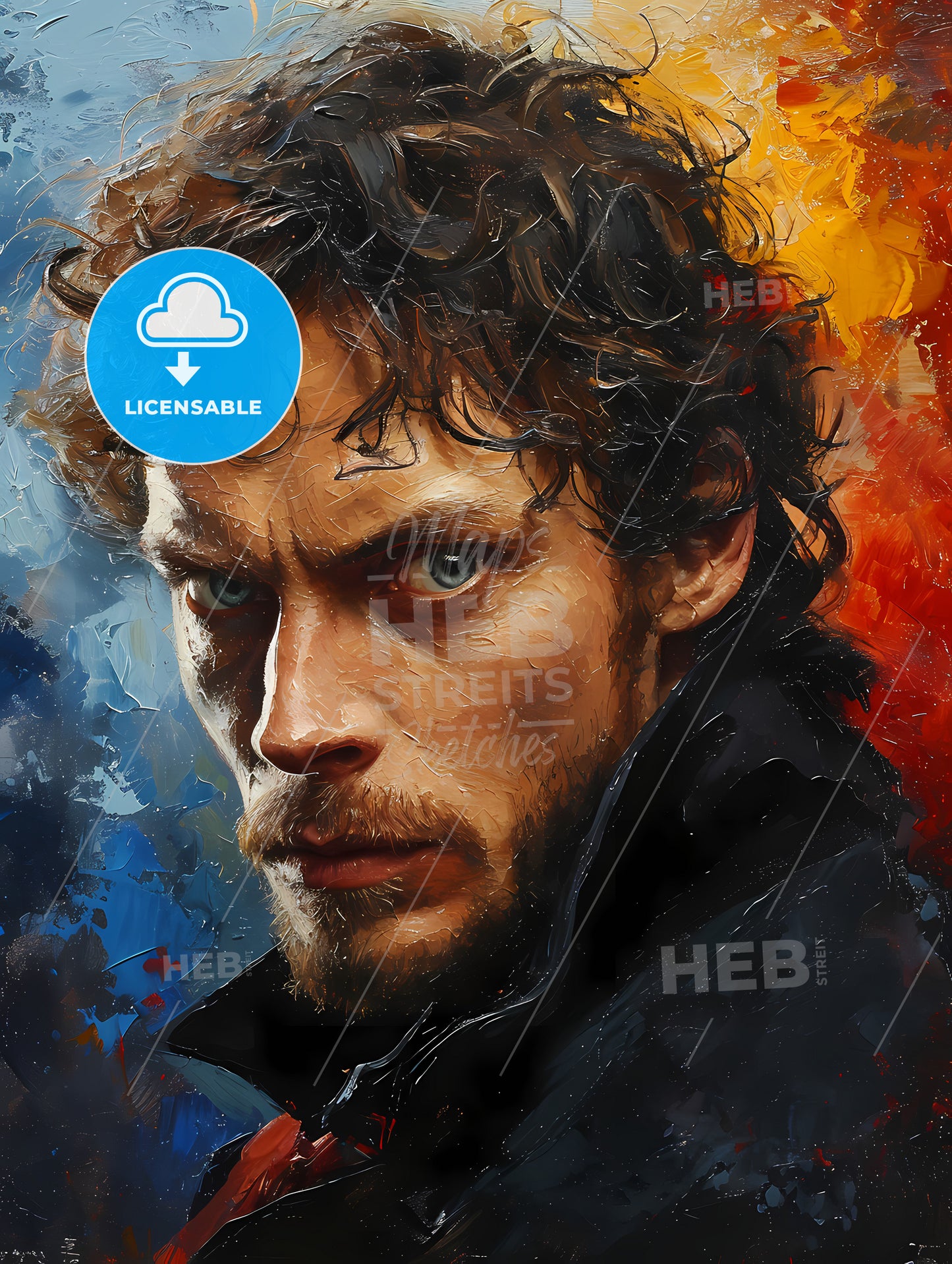 Moby Dick Portrait, A Man With Curly Hair And A Beard