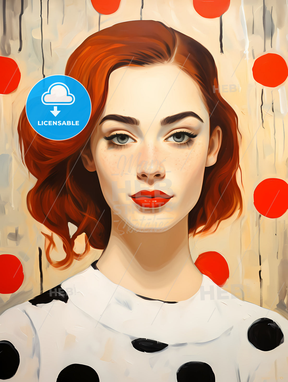 Young Glamorous Woman, A Woman With Red Hair And Red Lips