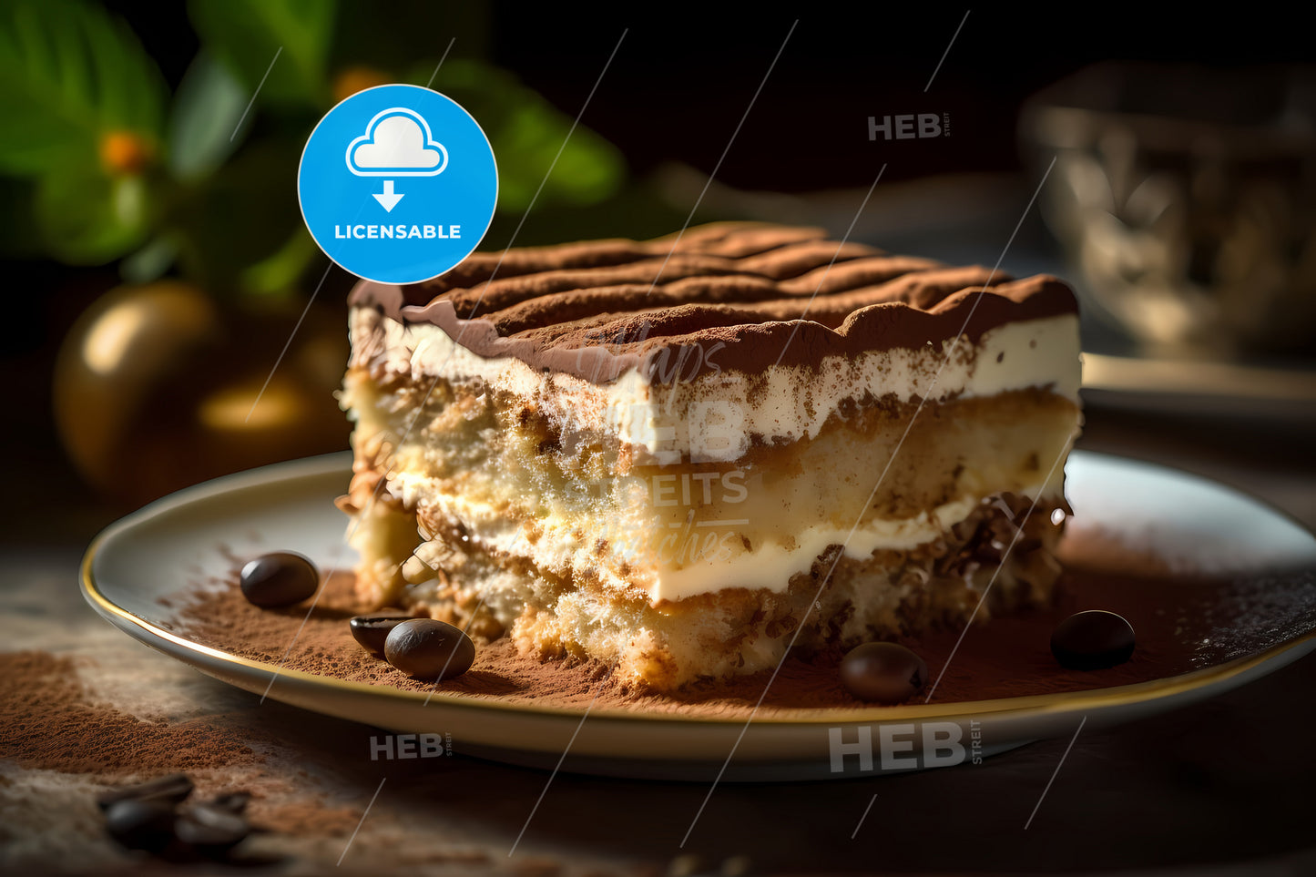 Tiramisu, A Piece Of Cake On A Plate