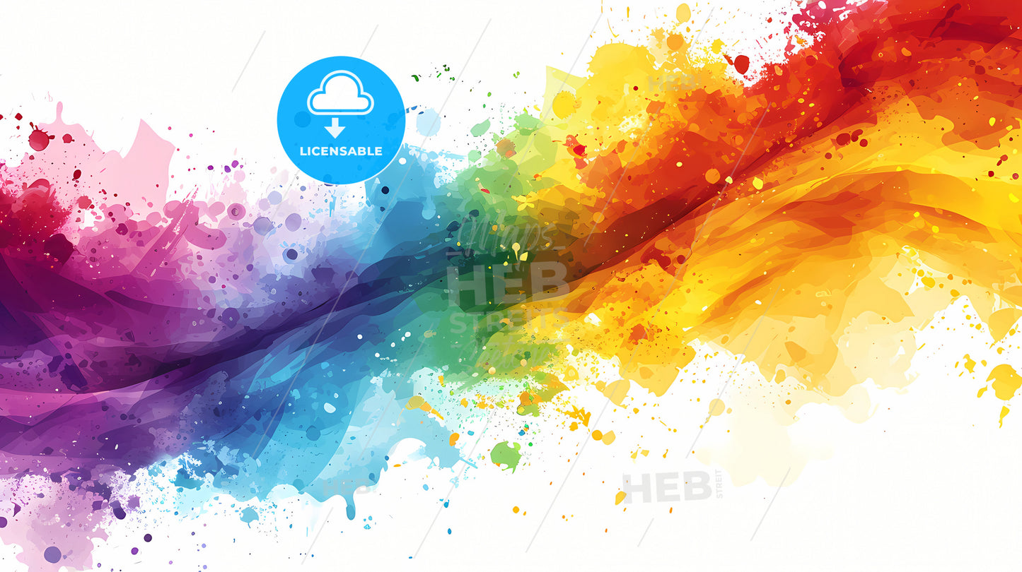 Hand Painted Abstract Background, A Rainbow Colored Paint Splatter