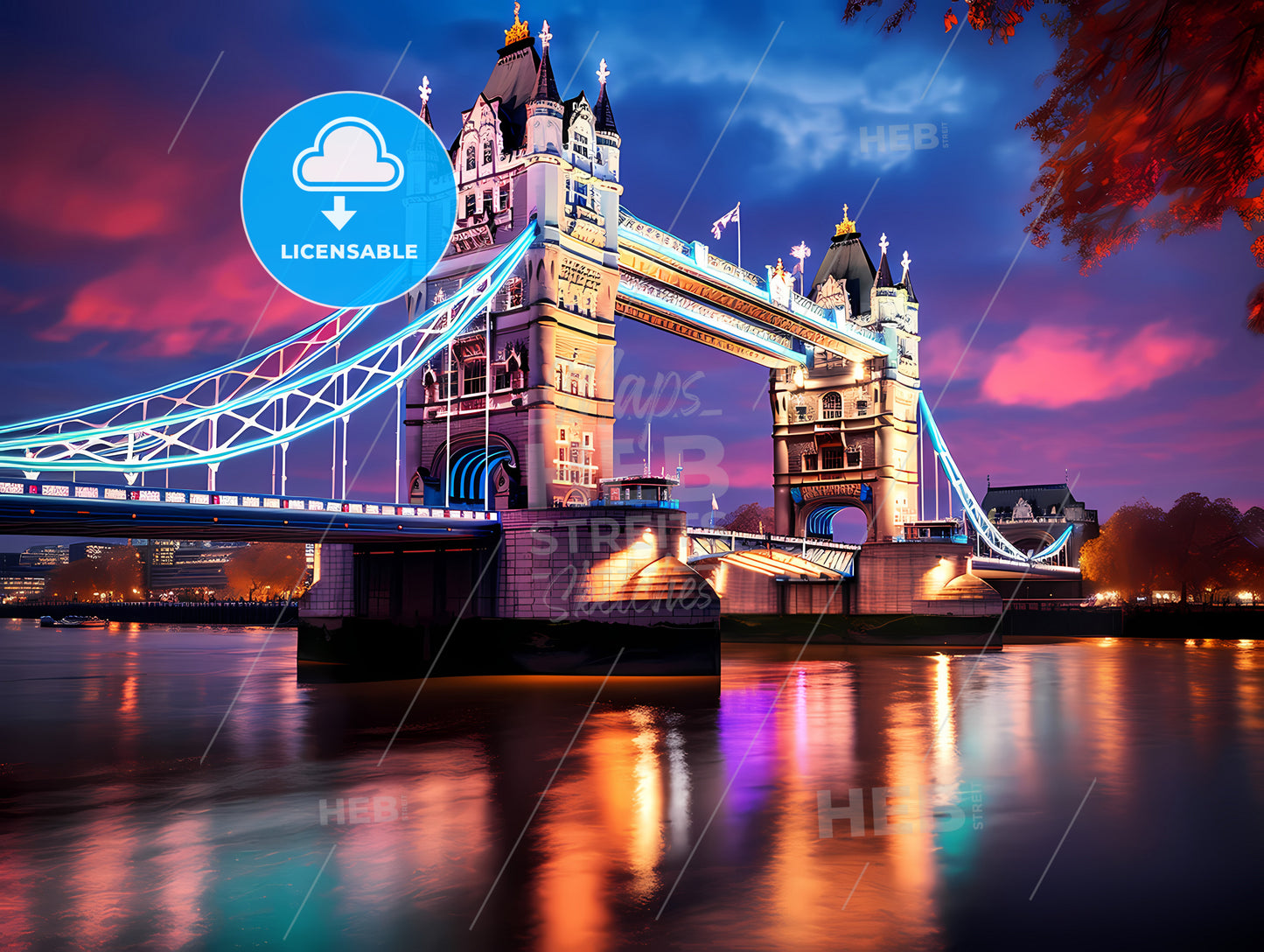 Tower Bridge, A Bridge With Lights On It
